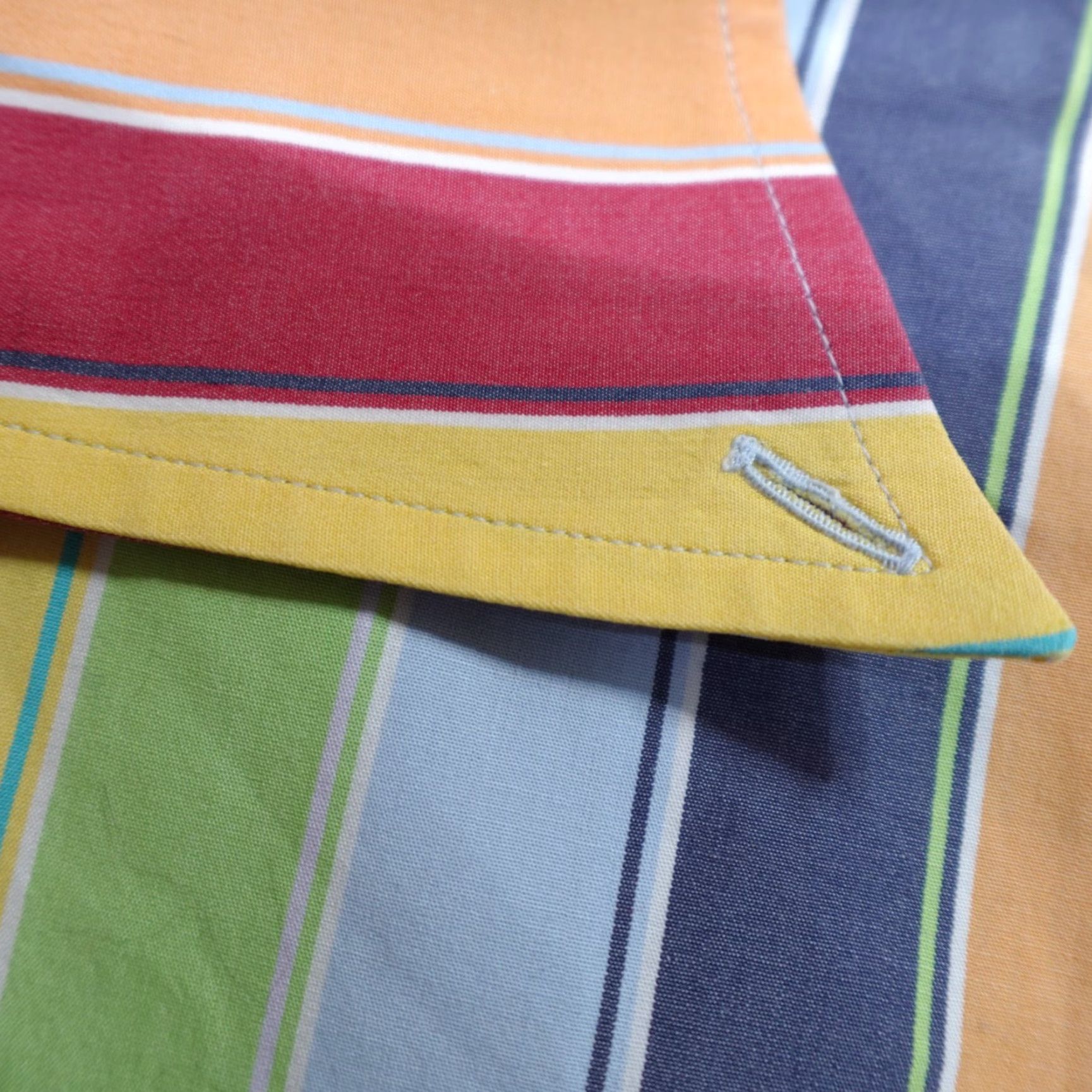 Vintage Maus & Hoffman Shirt XL Blue Yellow Green Striped Camp Collar Made In Italy Size US XL / EU 56 / 4 - 3 Thumbnail