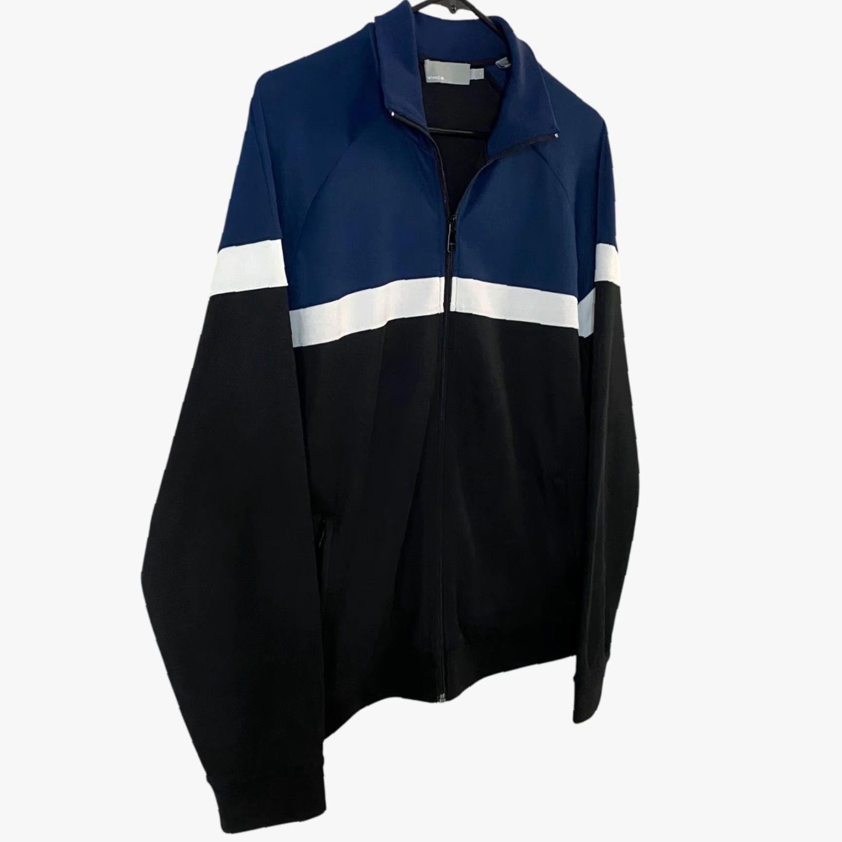Vince Vince Full-Zip Colorblock Track Jacket Mens Large Black Blue Full Zip Activewear Size US L / EU 52-54 / 3 - 3 Thumbnail