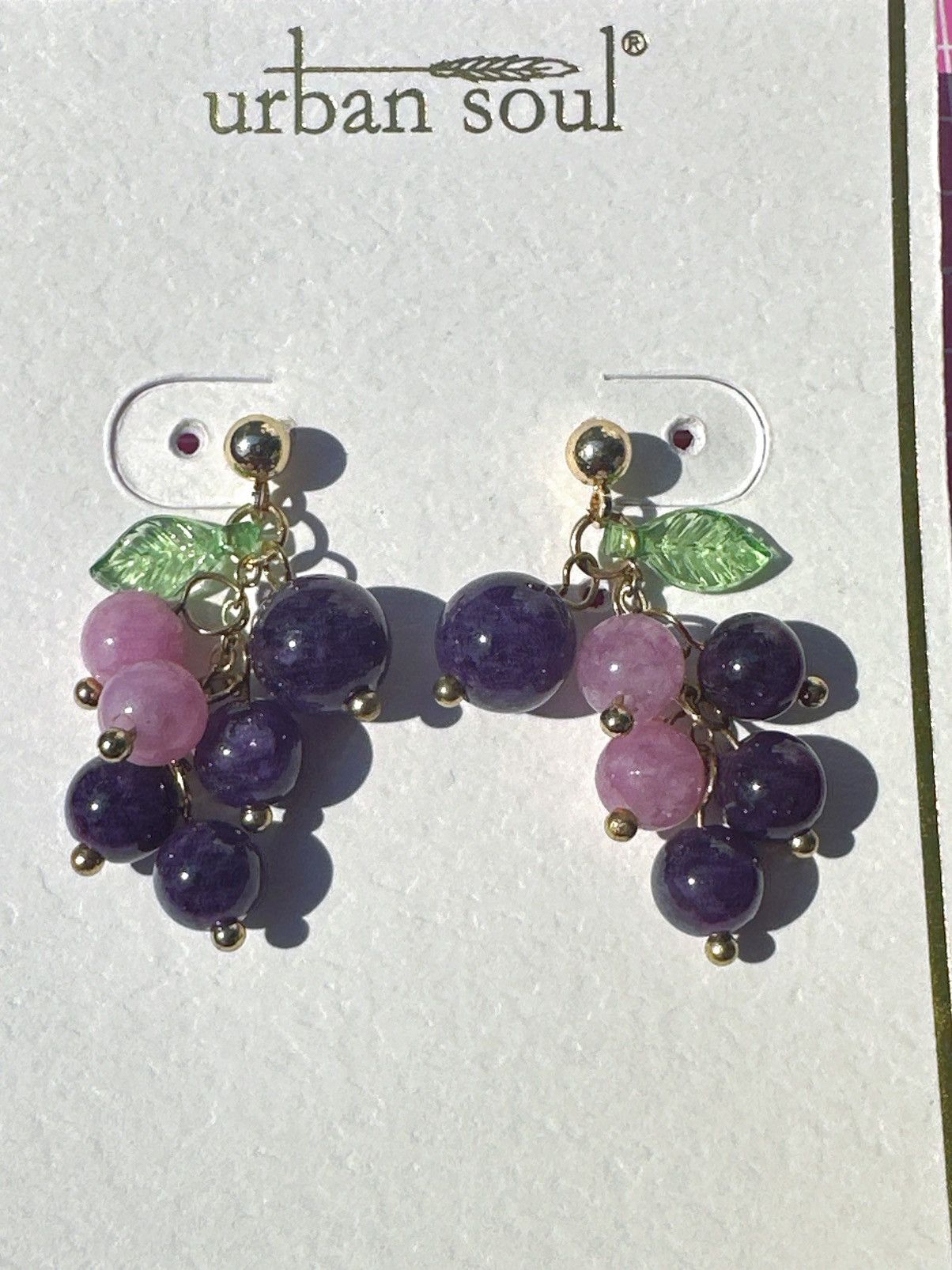 Designer Urban soul earrings purple pink grapefruit drop beads Size ONE SIZE - 3 Thumbnail