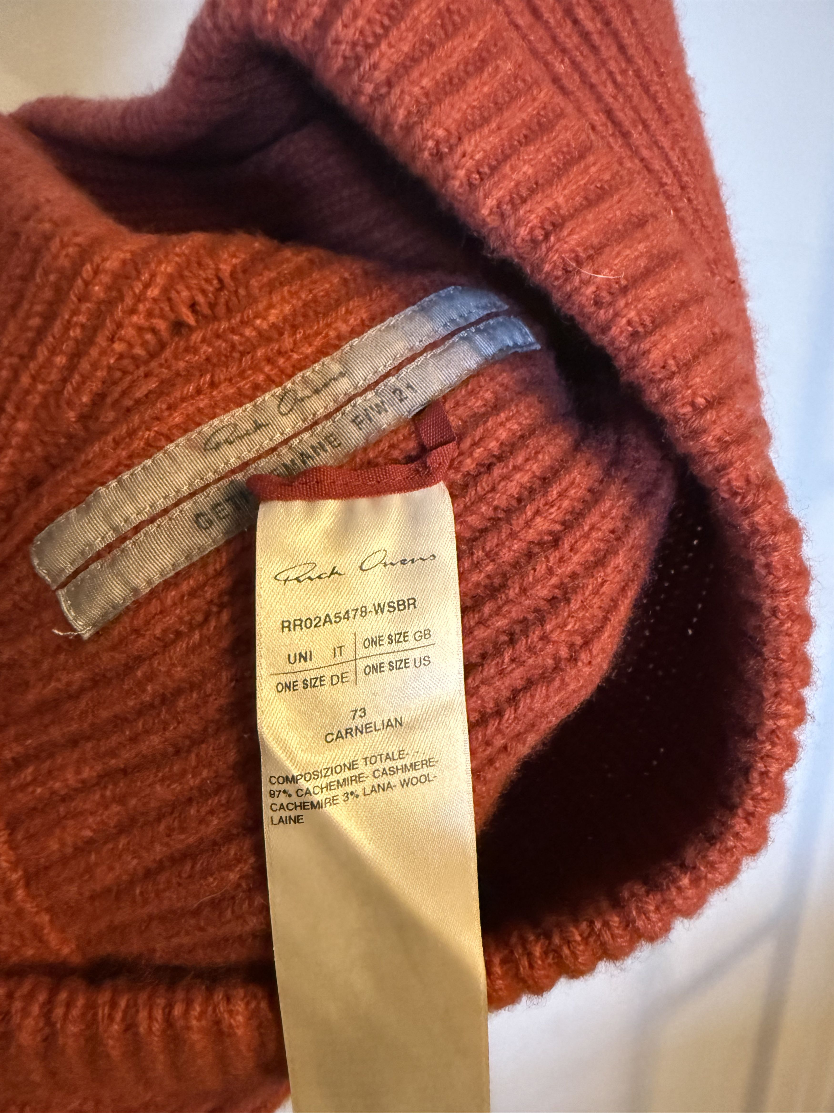 Rick Owens Rick Owens Carnelian Red Cashmere Hood, Repaired Size ONE SIZE - 4 Thumbnail