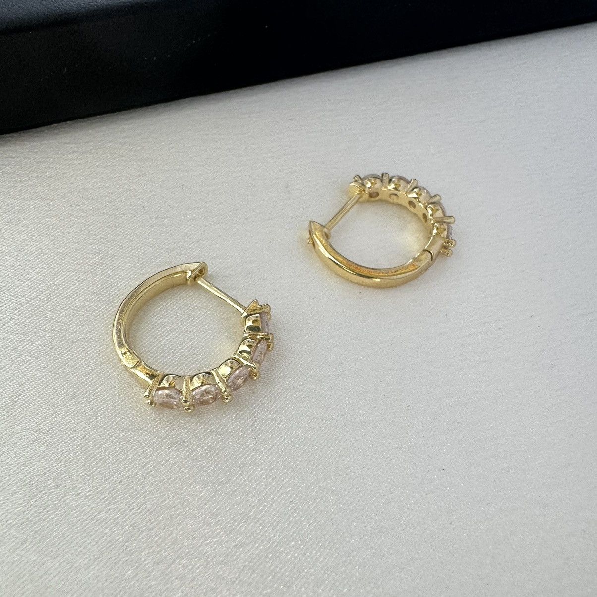 Designer CZ Cubic Zirconia Gold Hoop Earrings for Women Size ONE SIZE - 2 Thumbnail