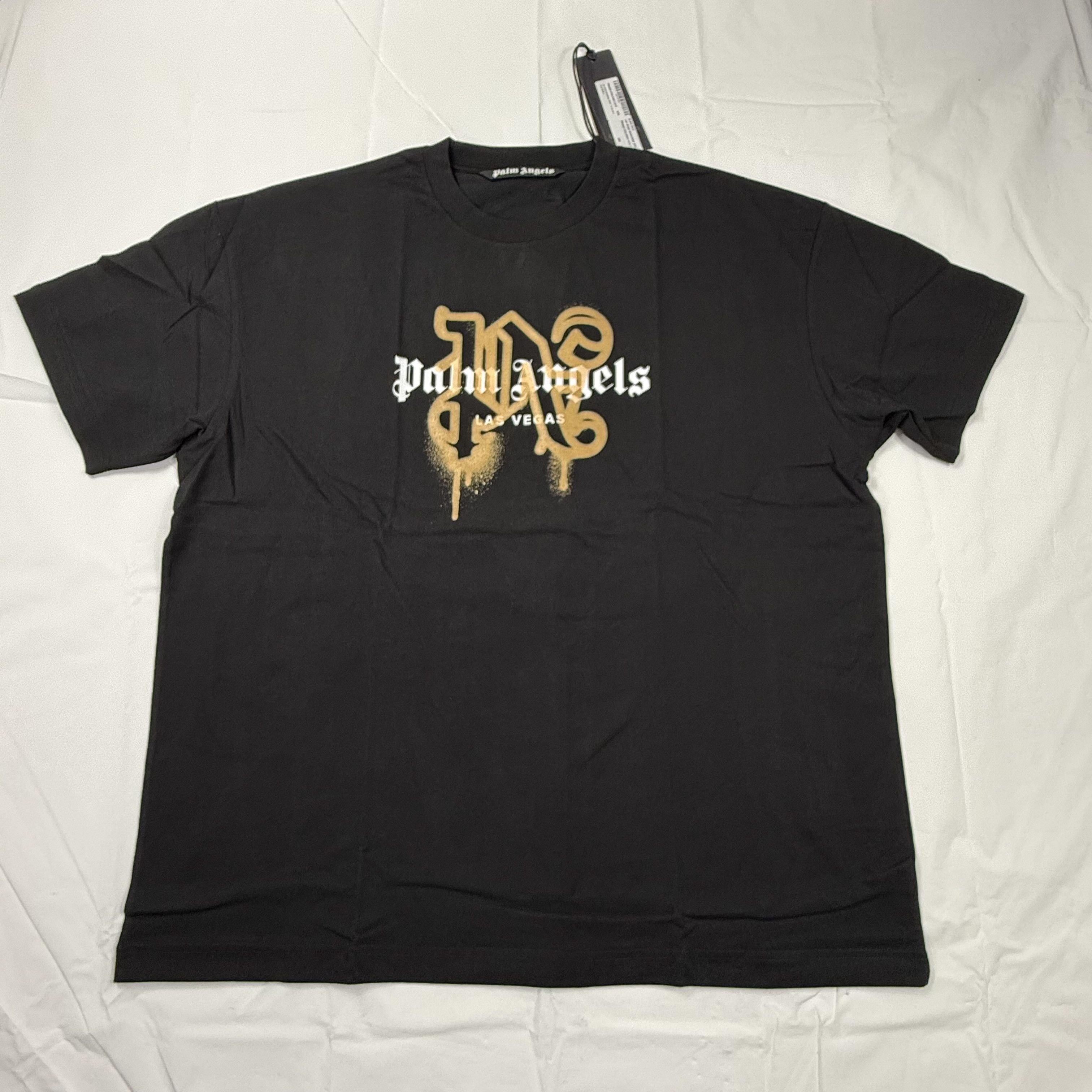 Palm Angels Palm Angels Las Vegas Monogram Spray T-Shirt Black Gold XXXL Size US XXL / EU 58 / 5 - 1 Thumbnail