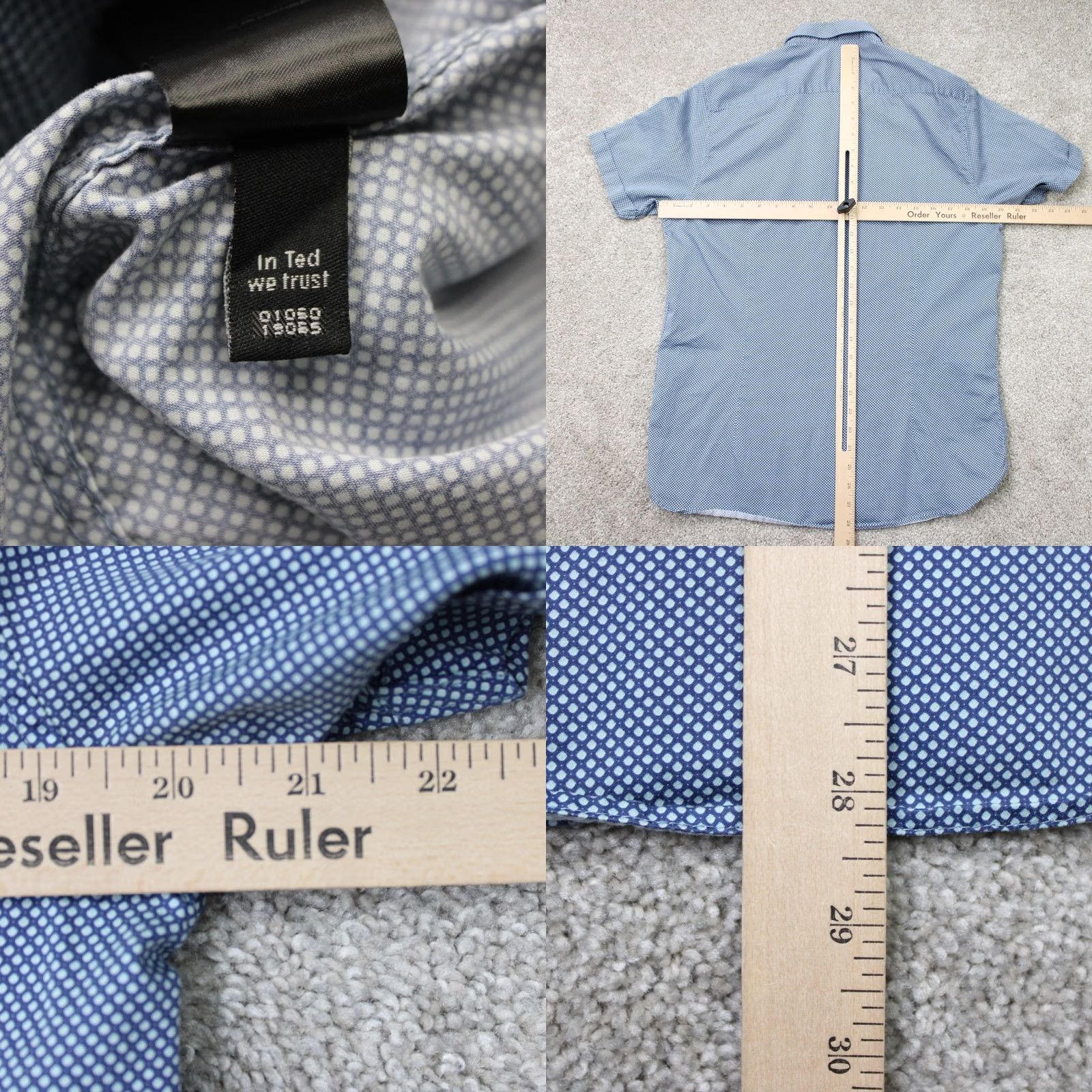 Ted Baker Ted Baker London Shirt Men L Blue Geometric 100% Cotton Short Sleeve Button-Up Button-Down Vintage: No Size US L / EU 52-54 / 3 - 8 Thumbnail