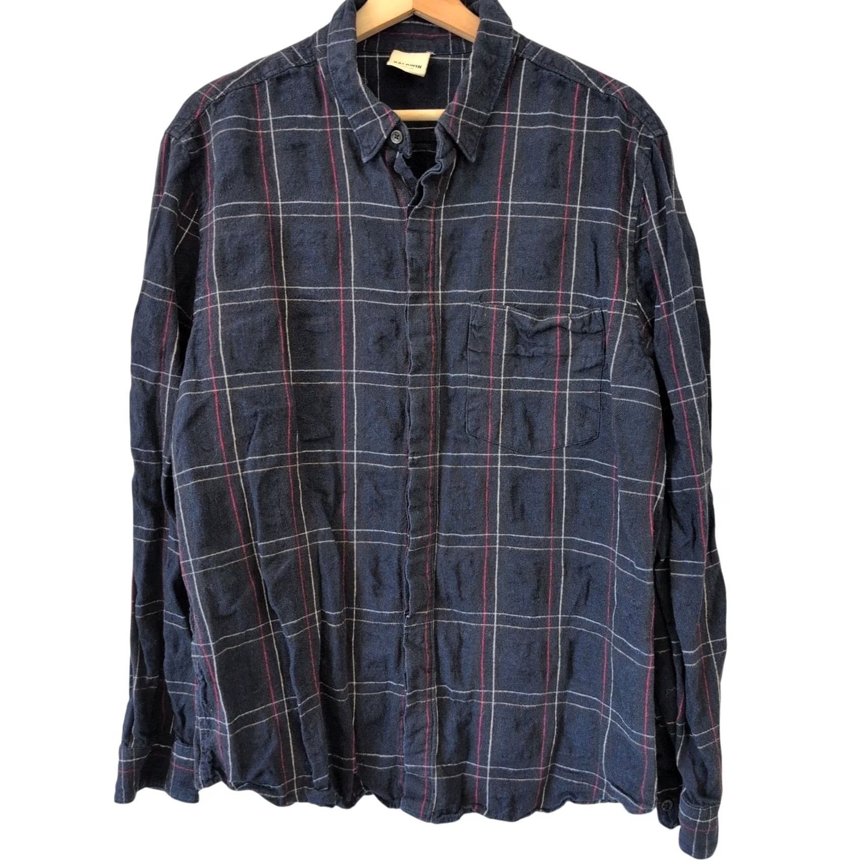 Vintage VINTAGE Baldwin Kansas City Flannel Shirt XL Mens Red Navy White Plaid Linen Cotton Del Norte? Size US XL / EU 56 / 4 - 3 Thumbnail