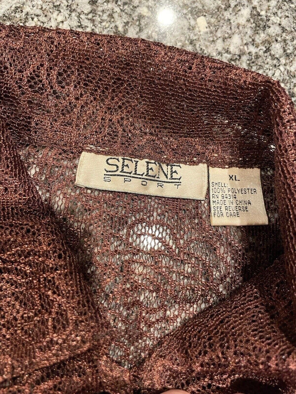 Designer Selene Sport Button Up Blouse Shirt Women’s Sz XL Brown (A5) Size XL / US 12-14 / IT 48-50 - 4 Thumbnail