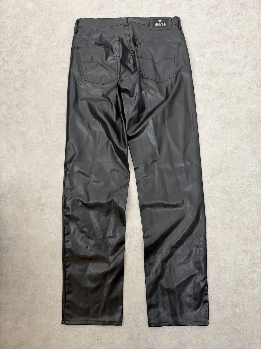 Versace 2000s Versace Black Cozy Faux Leather Pants Size US 32 / EU 48 - 5 Thumbnail