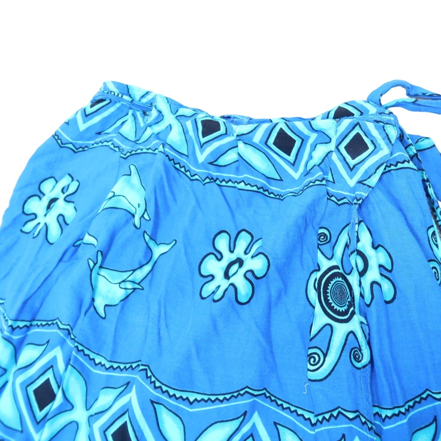 Vintage VINTAGE Skirt Womens M Blue 90s dolphin wrap sarong skort cover Size 32" / US 10 / IT 46 - 2 Thumbnail