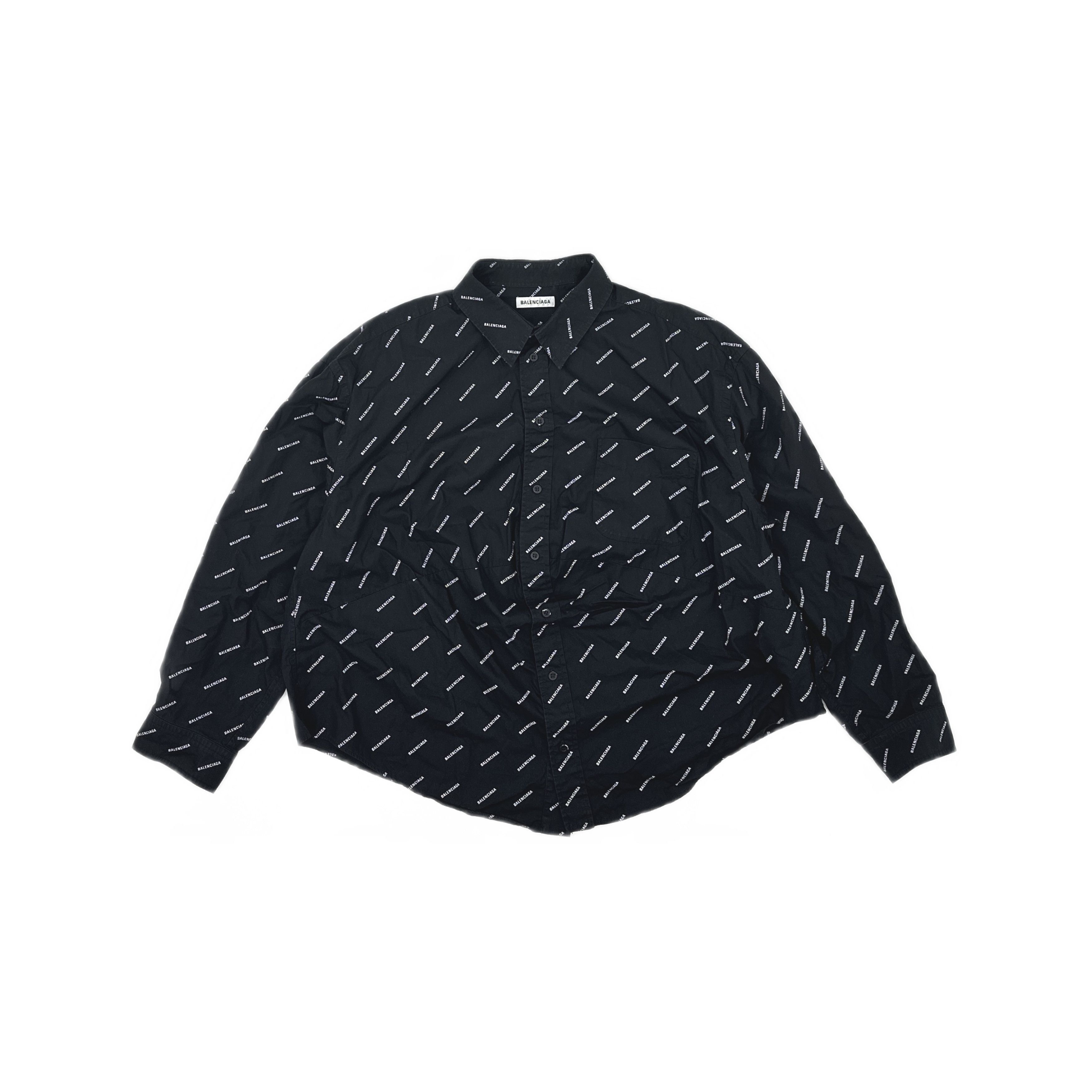 Balenciaga Balenciaga All Over Logo Button Up Shirt Size M Size US XXS / EU 40 - 1 Thumbnail