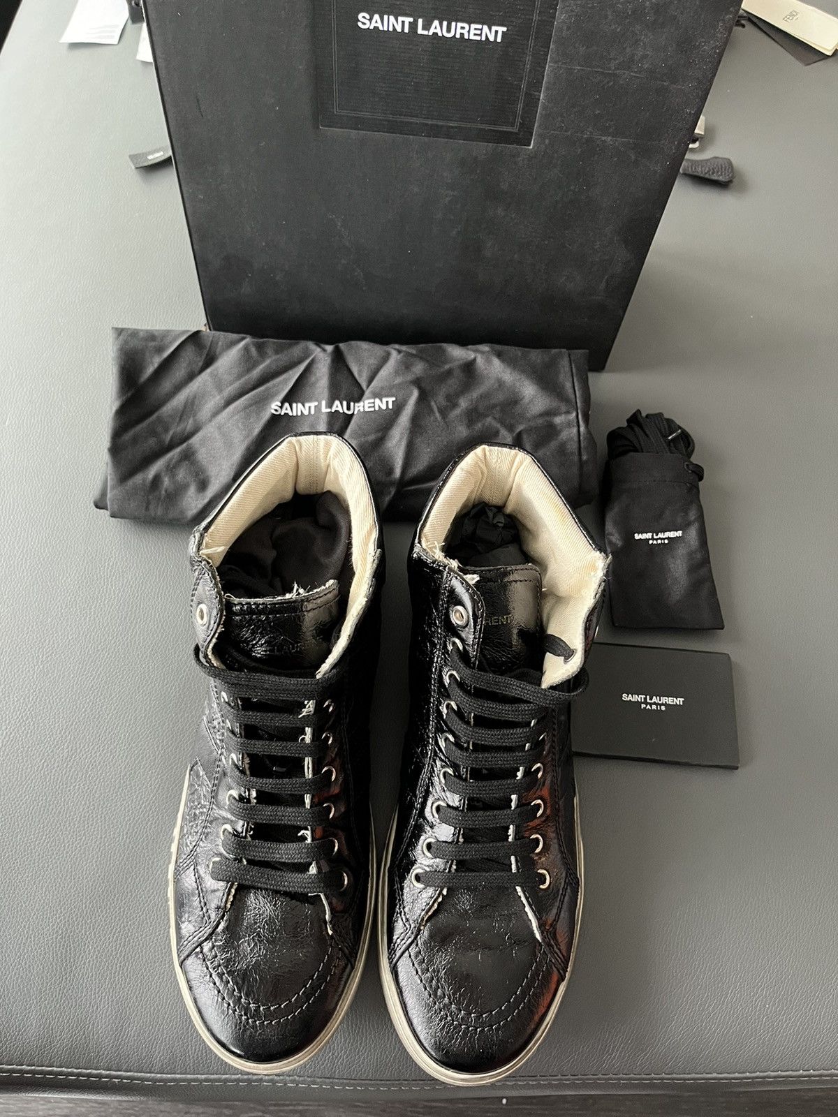 Saint Laurent Paris Super Rare Distressed Washed Saint Laurent Sneaker by Hedi Size US 9.5 / EU 42-43 - 14 Thumbnail
