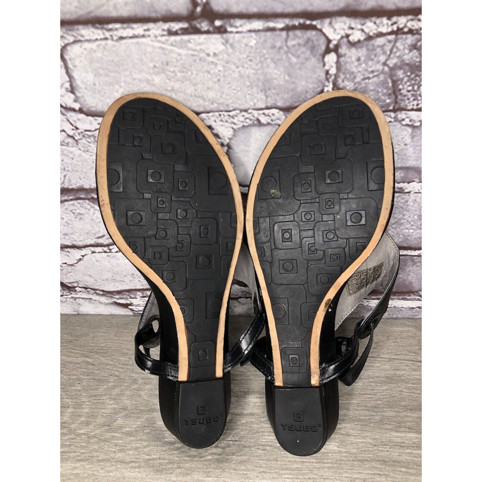TSUBO TSUBO Black Leather Ankle Strap Wedge Thong Sandals Women’s Size US 6.5 / IT 36.5 - 7 Thumbnail