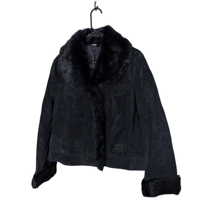 Other JDS Black Suede Leather Jacket Genuine Rabbit Fur Trim XL Size XL / US 12-14 / IT 48-50 - 1 Thumbnail