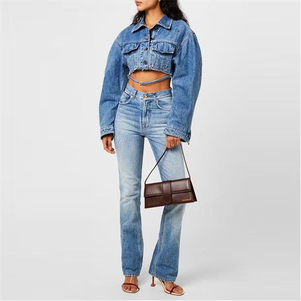 Jacquemus o1g2r1mq1024 Cropped Denim Jacket in Denim Blue Size S / US 4 / IT 40 - 6 Thumbnail