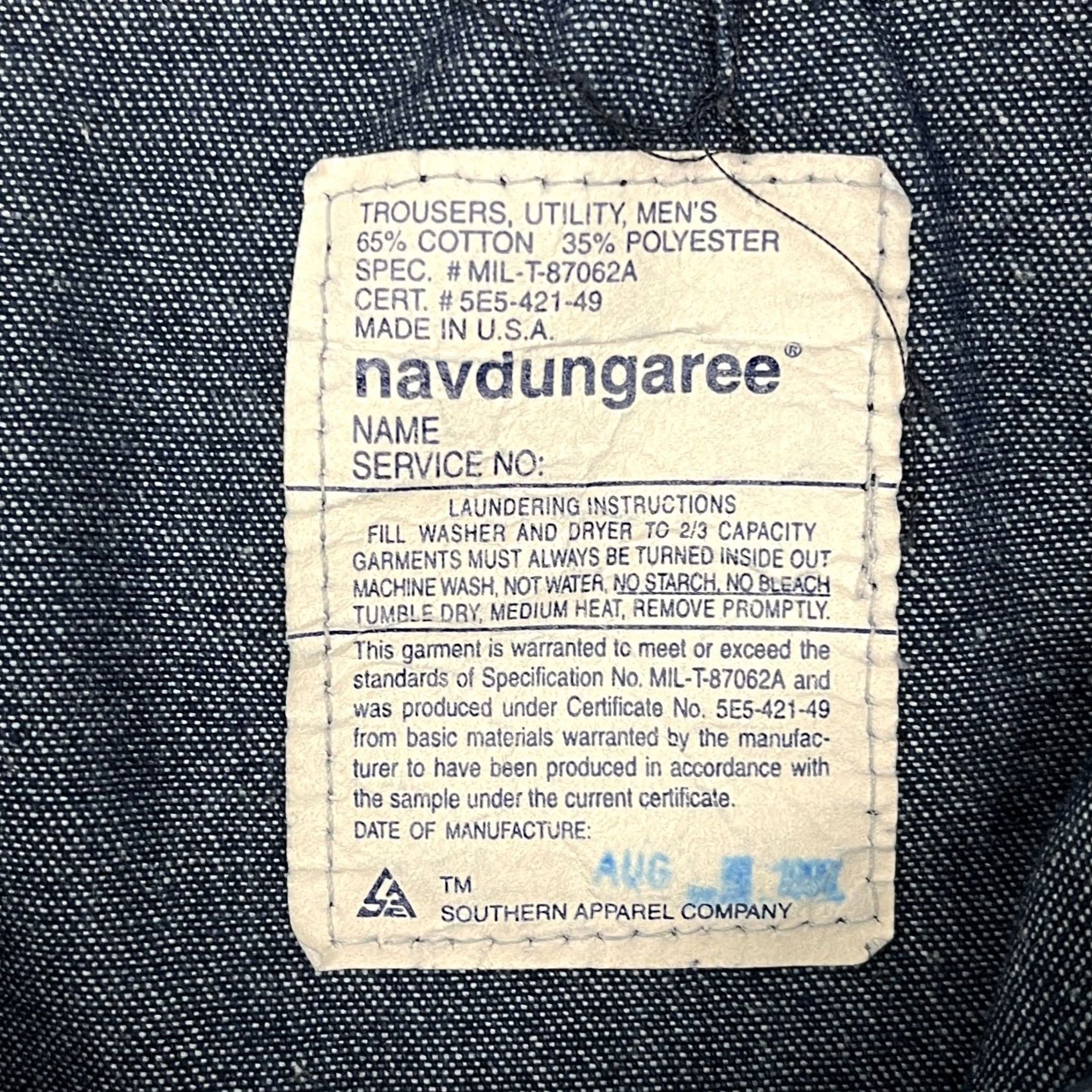 Bell VINTAGE Navdungarees Jeans Mens 32x34 Denim Utility Flared Bell 80s Navy Blue Size US 32 / EU 48 - 2 Thumbnail