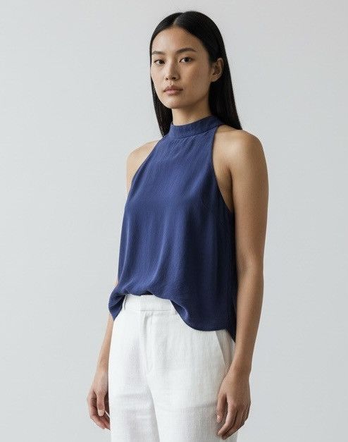 Zimmermann ZIMMERMAN Navy Blue 100%Silk, Racerback Top Size S / US 4 / IT 40 - 1 Thumbnail