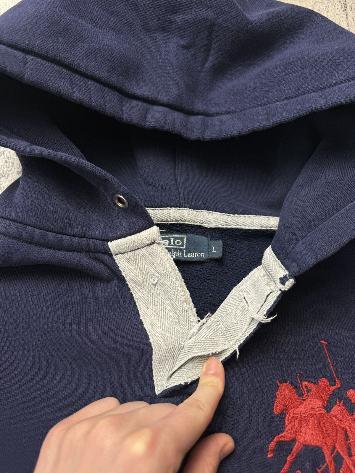 Polo Ralph Lauren Vintage Polo Ralph Lauren Dirty Distressed Hoodie Y2K Size US L / EU 52-54 / 3 - 15 Thumbnail