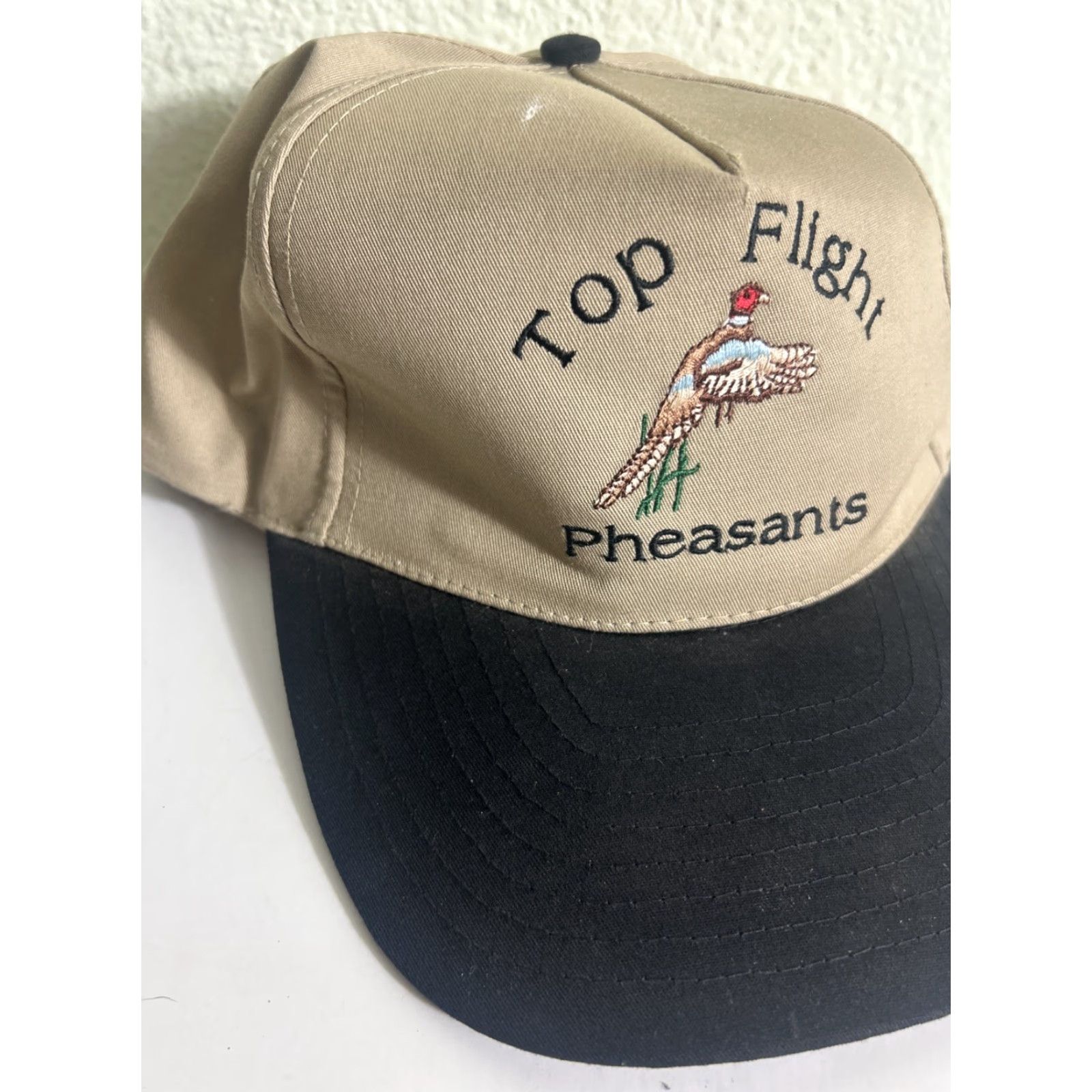 J Brand VINTAGE Nissin Brand Snapback Hat Beige Black Top Flight Pheasants Men Adjustable Beige Black Hat Snapback Men Size US M / EU 48-50 / 2 - 2 Thumbnail