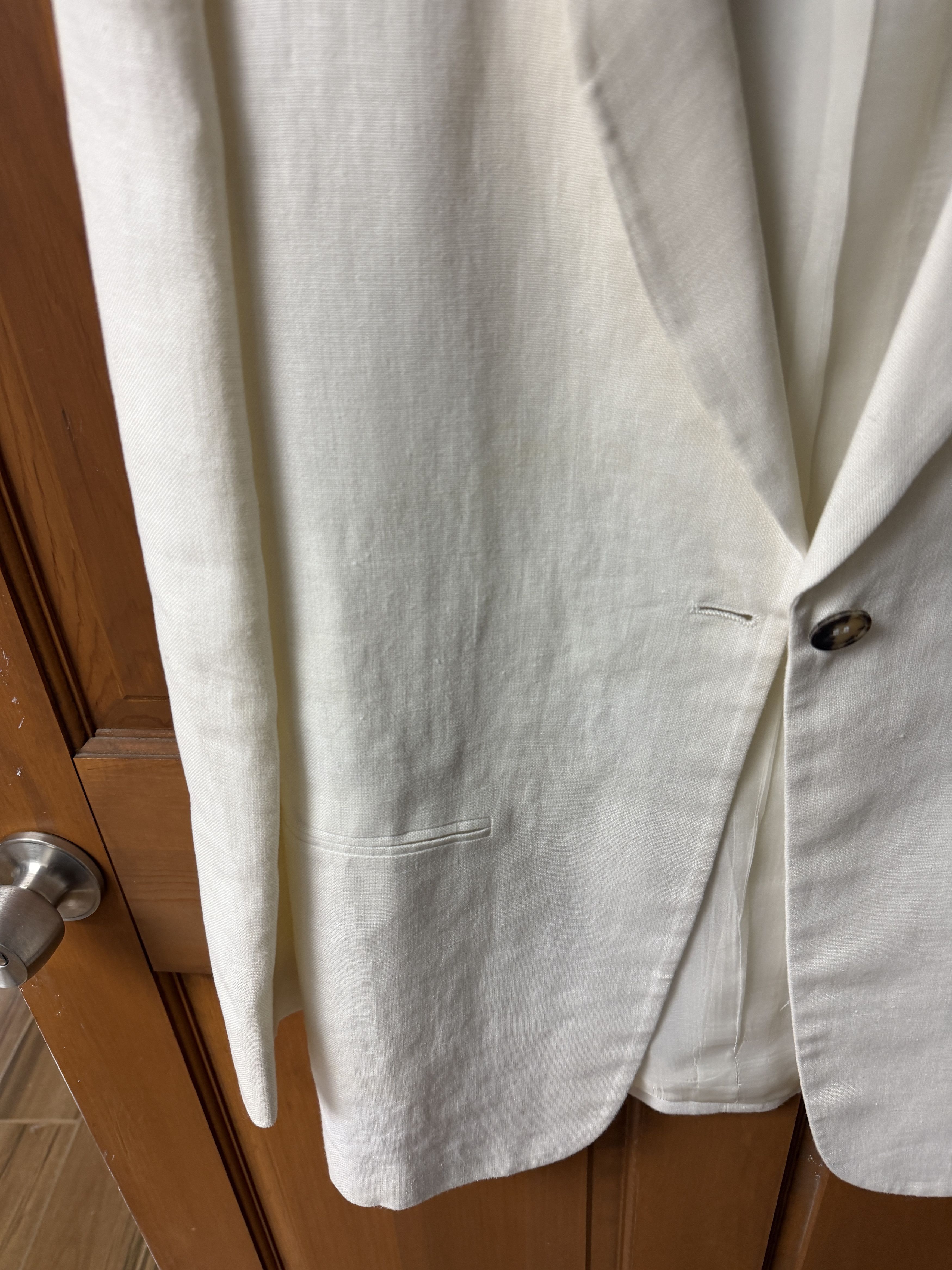 Giorgio Armani Giorgio Armani Le Collezioni Cream Linen Blazer Size 4 Size S / US 4 / IT 40 - 4 Thumbnail