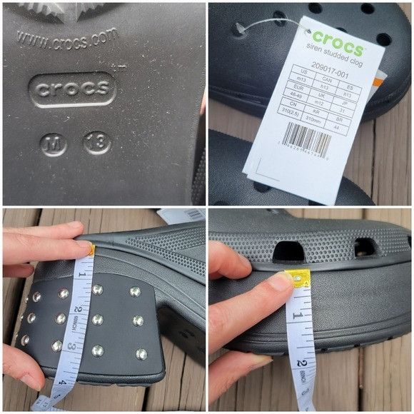 Crocs Crocs Comfort Siren Studded Black TPU Chunky Platform Heeled Size US 13 / EU 46 - 8 Thumbnail