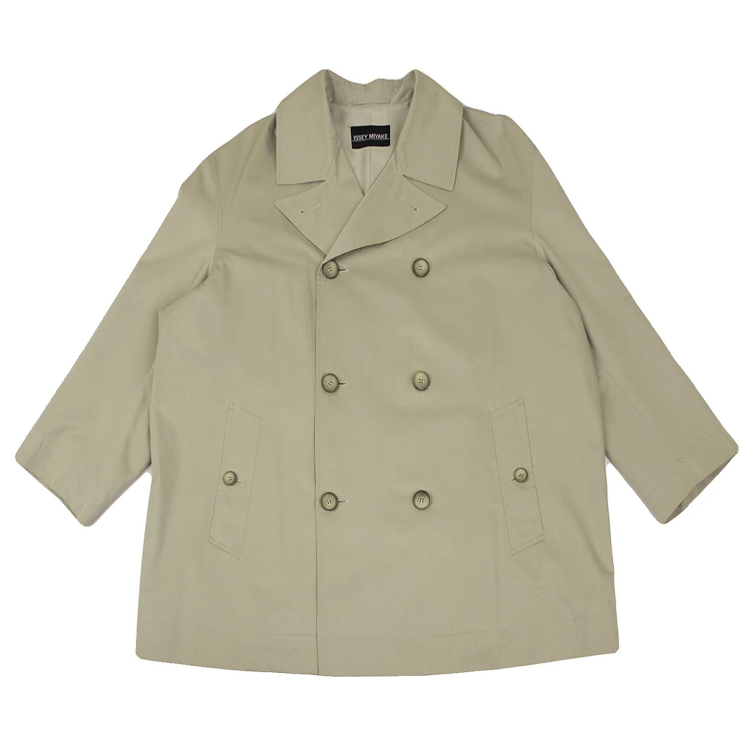 Issey Miyake Cotton Double Design Coat in Beige, Size L Size US L / EU 52-54 / 3 - 1 Thumbnail