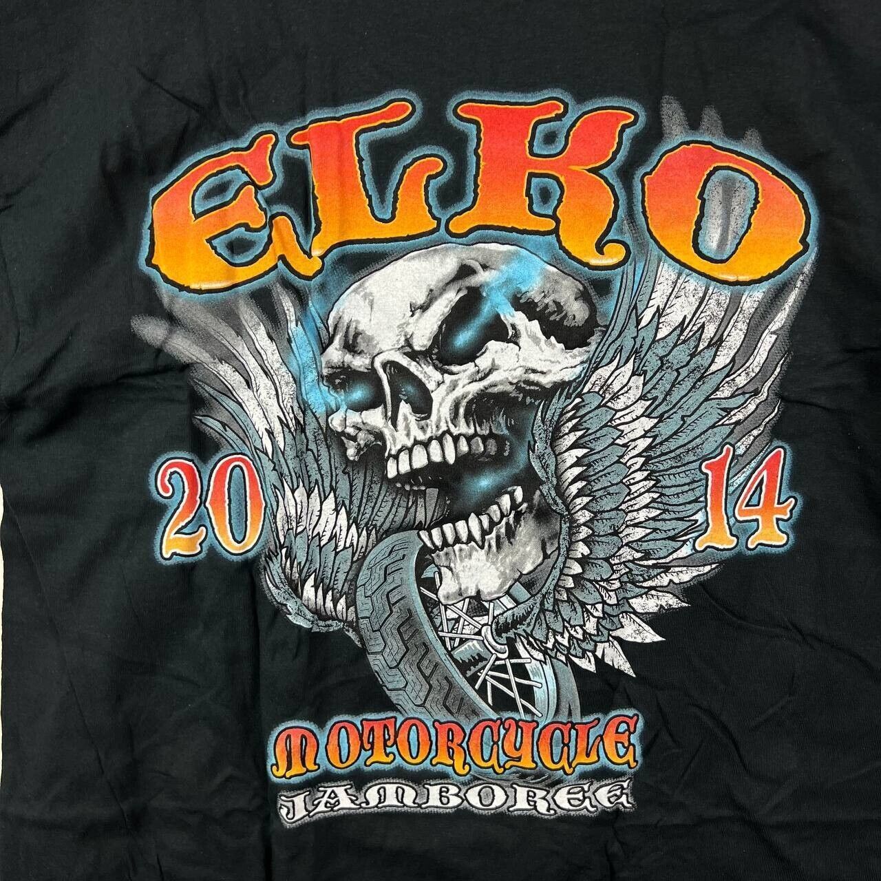 Gildan Vintage Elko Motorcycle Jamboree 2014 Large Gildan T-Shirt Size US L / EU 52-54 / 3 - 5 Thumbnail