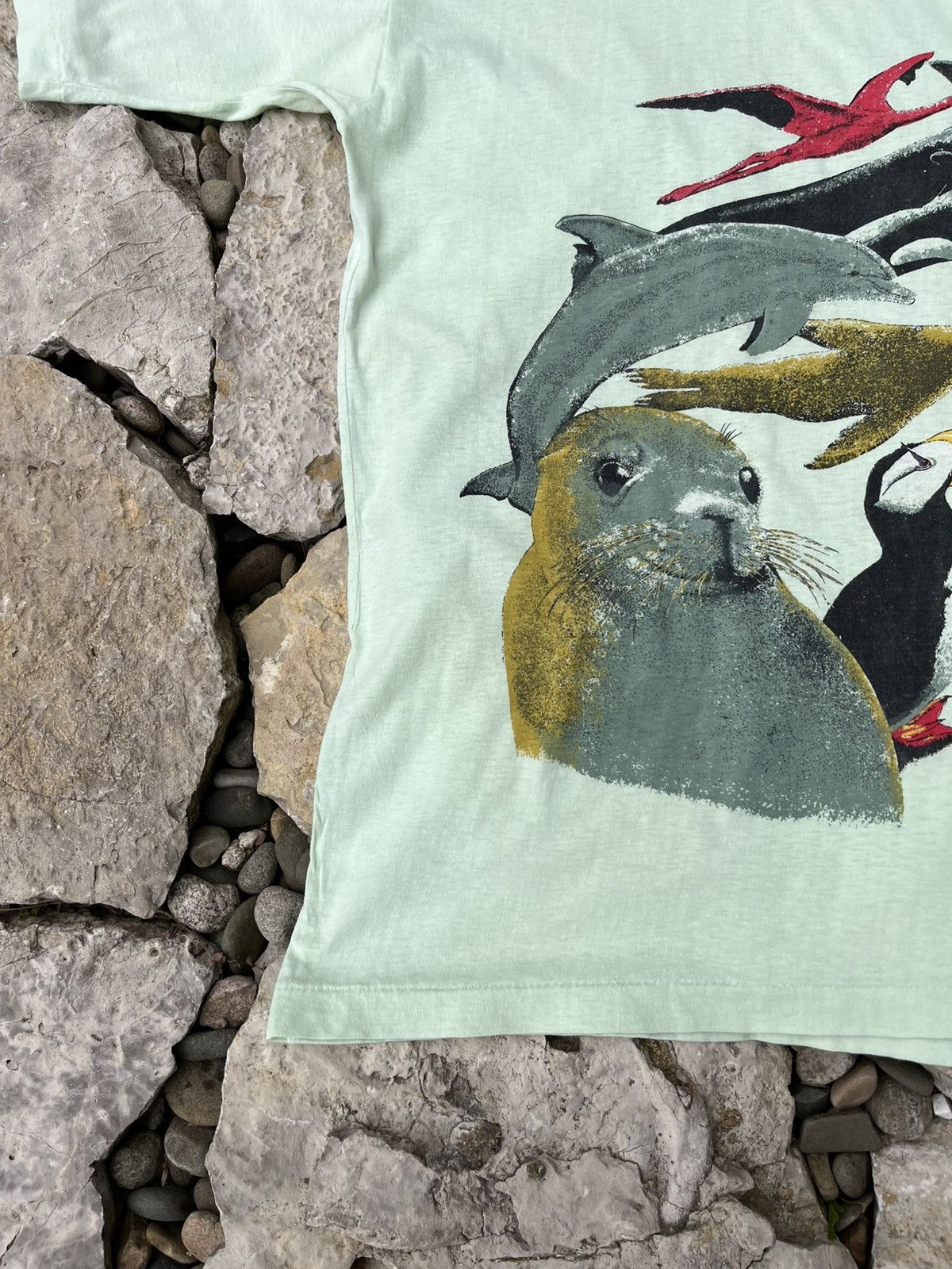 Vintage Vintage 80s Save the sea live animal single stitch t-shirt Size US M / EU 48-50 / 2 - 7 Thumbnail