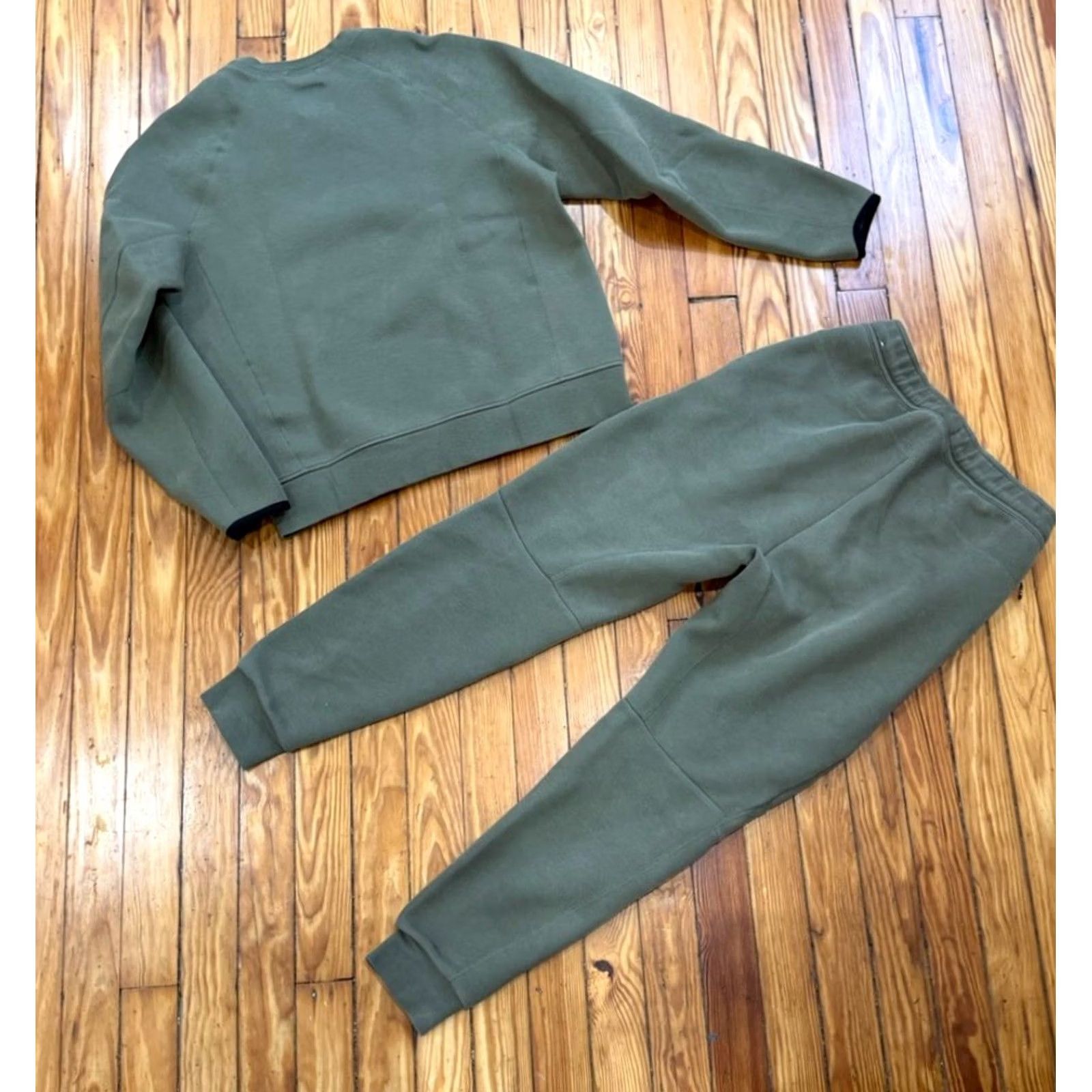 Nike Nike Sportswear Tech Fleece Green Tracksuit Sweatshirt & Track Pants 2 Piece Men S/M Slim Zip Pockets Hooded Olive Size US 29 - 2 Thumbnail