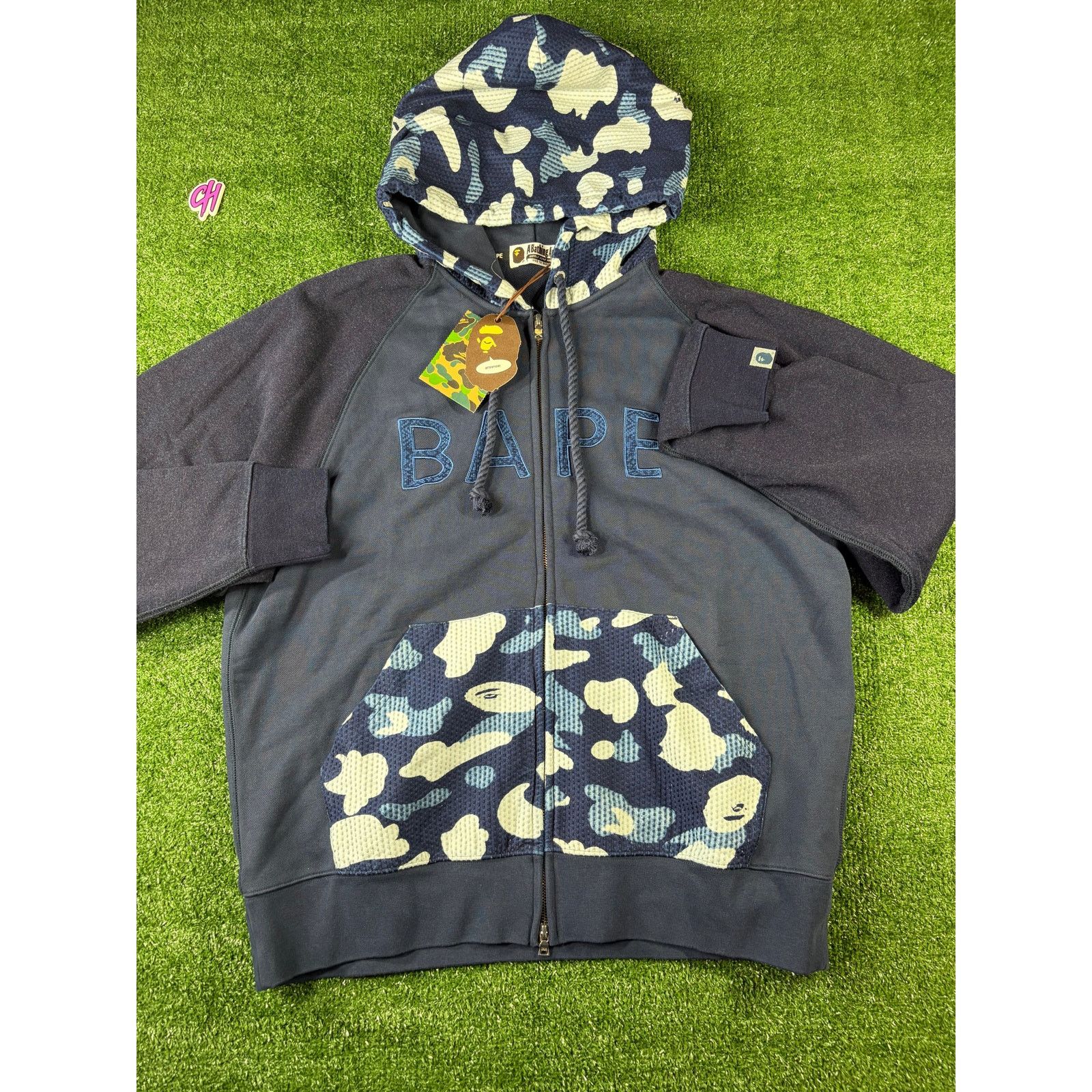 Bape Bape X Sashiko Navy Camo Relaxed Full-Zip Hoodie Size Large Size US L / EU 52-54 / 3 - 1 Thumbnail