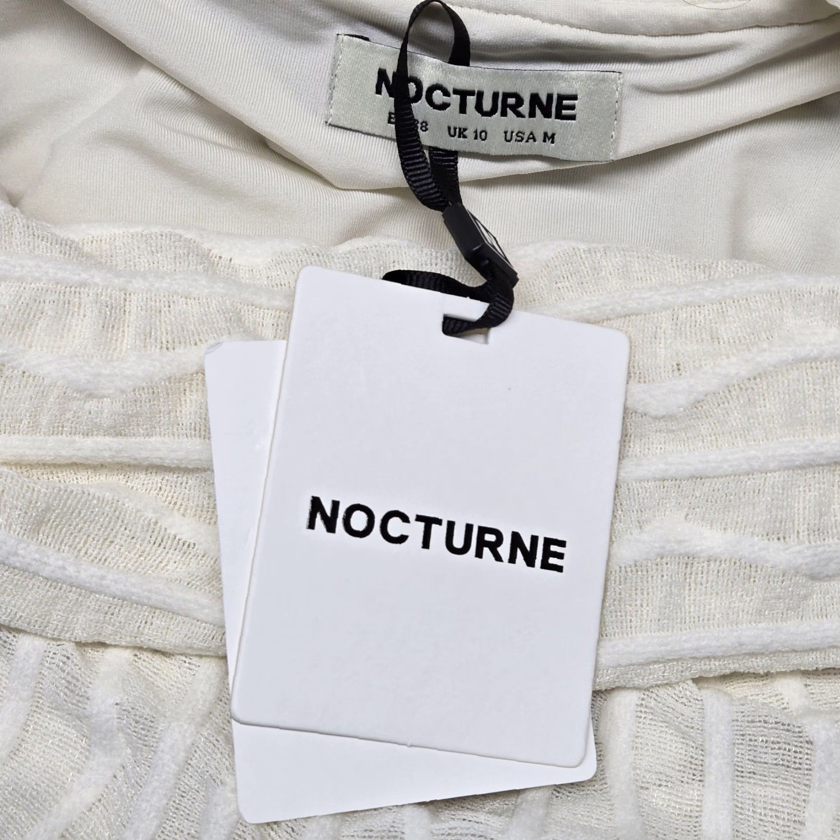 Vintage Nocturne Dress Womens Medium White Off Shoulder Textured Knit Bodycon Maxi Gown Size M / US 6-8 / IT 42-44 - 6 Thumbnail
