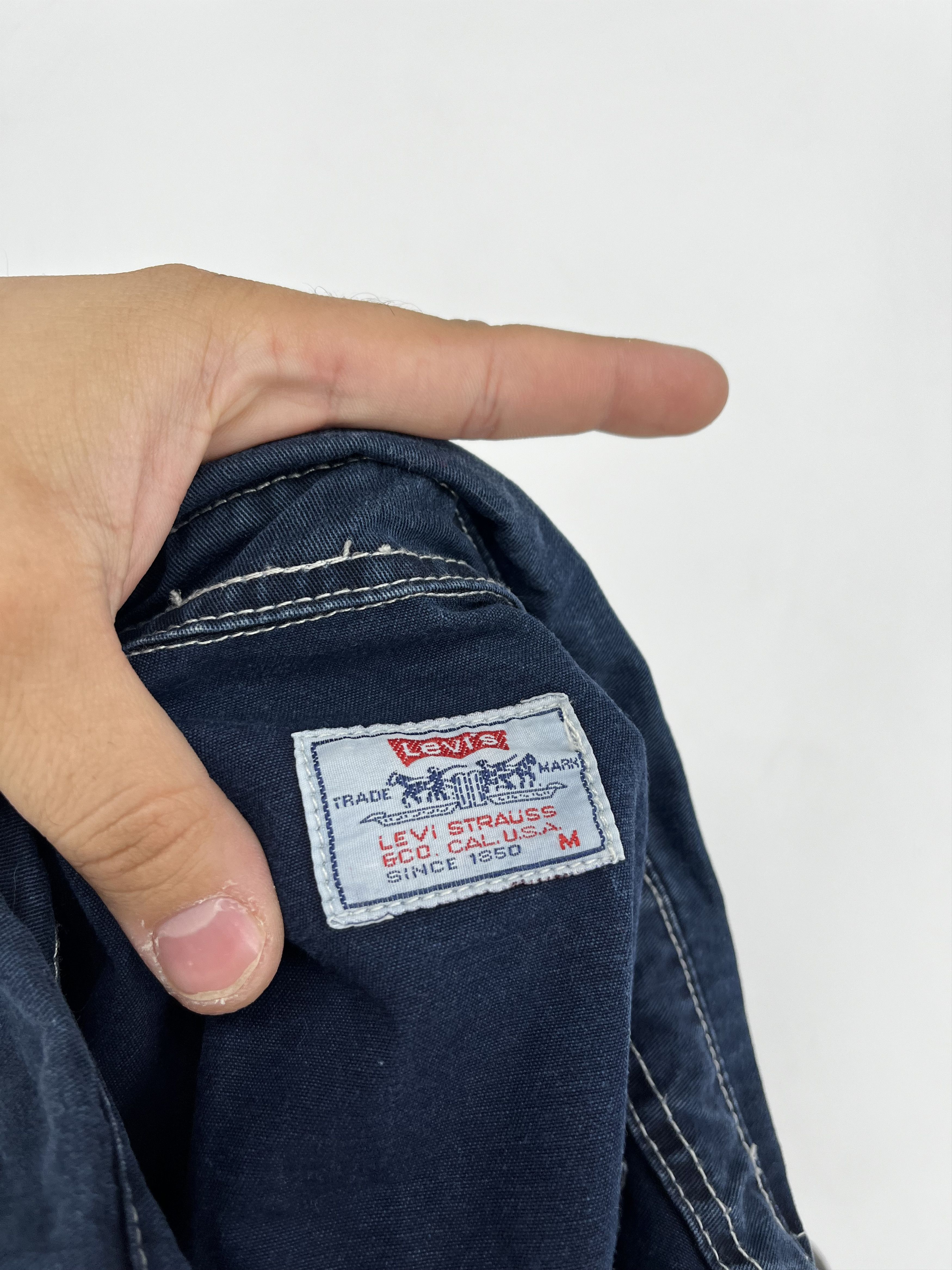 Levi's Vintage 90s Levi’sLevi’s White Blue Jeans Jacket Size US M / EU 48-50 / 2 - 11 Thumbnail