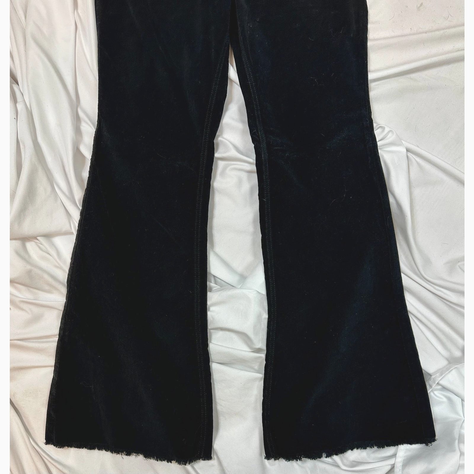 Free People Free People Corduroy Raw Hem Flare Jeans Black Noir 31 Size 31" - 7 Thumbnail