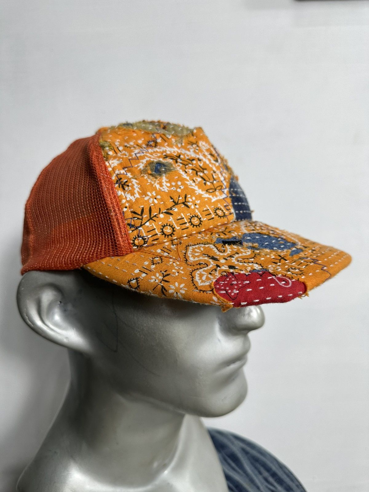 Handmade Custom Made Distressed Paisley Patchwork Boro Trucker hats Size ONE SIZE - 7 Thumbnail