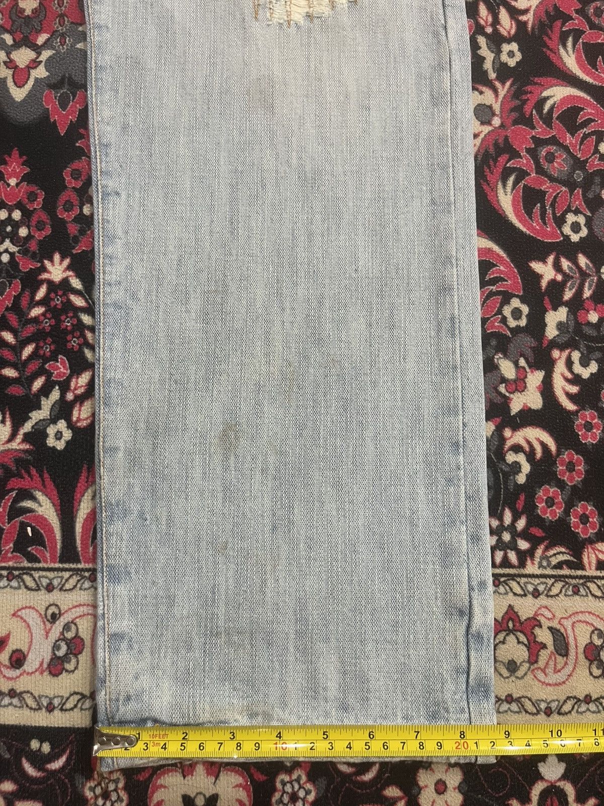 Japanese Brand Vintage Fourseason Light Blue Whisker Distressed Grunge Jean Size US 33 - 14 Thumbnail
