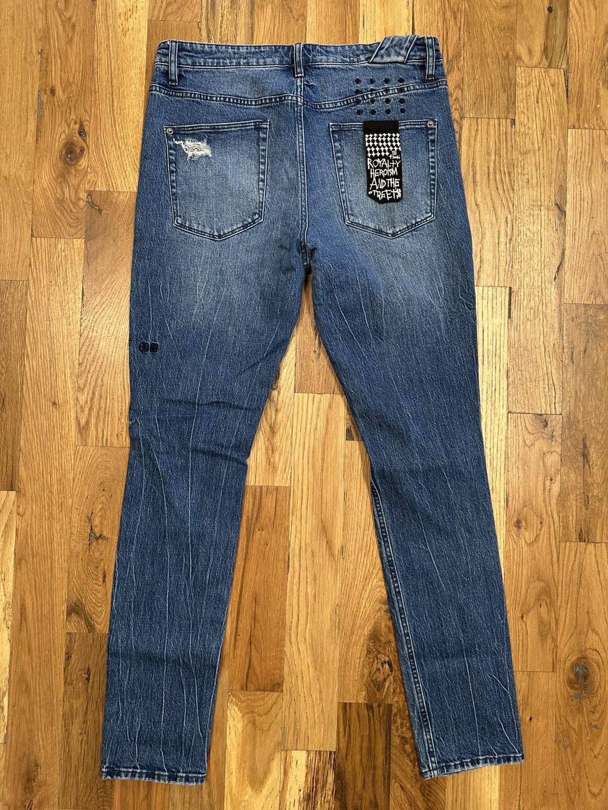 Ksubi Ksubi Knee Rip White Logo Dark Blue Denim Jeans Size 36 Size US 36 / EU 52 - 2 Thumbnail