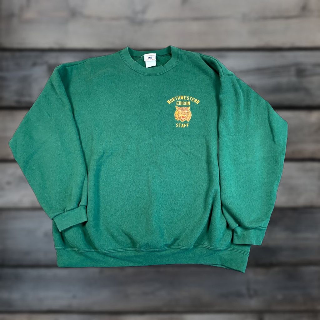 Lee VINTAGE Lee Flint Northwestern Edison Staff Sweatshirt Adults XL Green 50/50 Michigan 90s City Retro School Mens Size US XL / EU 56 / 4 - 1 Thumbnail