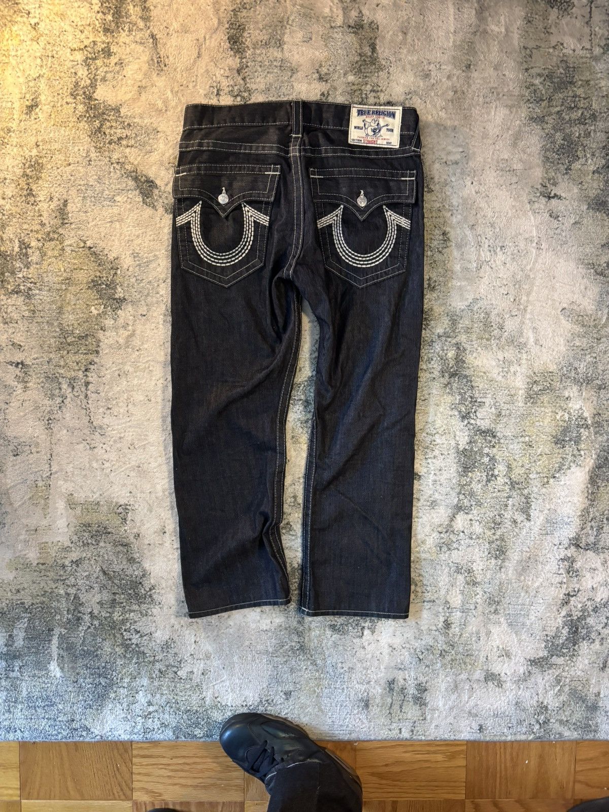 True Religion TRUE RELIGION JEANS - BLUE, WHITE STITCH - POCKET FLAP Size US 33 - 1 Thumbnail