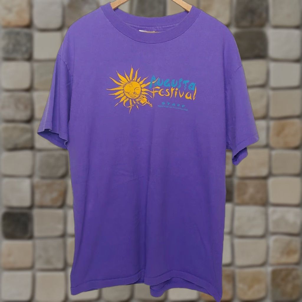 Vintage VINTAGE Augusta Festival Shirt Hanes Beefy T L Purple 100% Cotton Short Sleeve Crew Neck Men Size US L / EU 52-54 / 3 - 1 Thumbnail