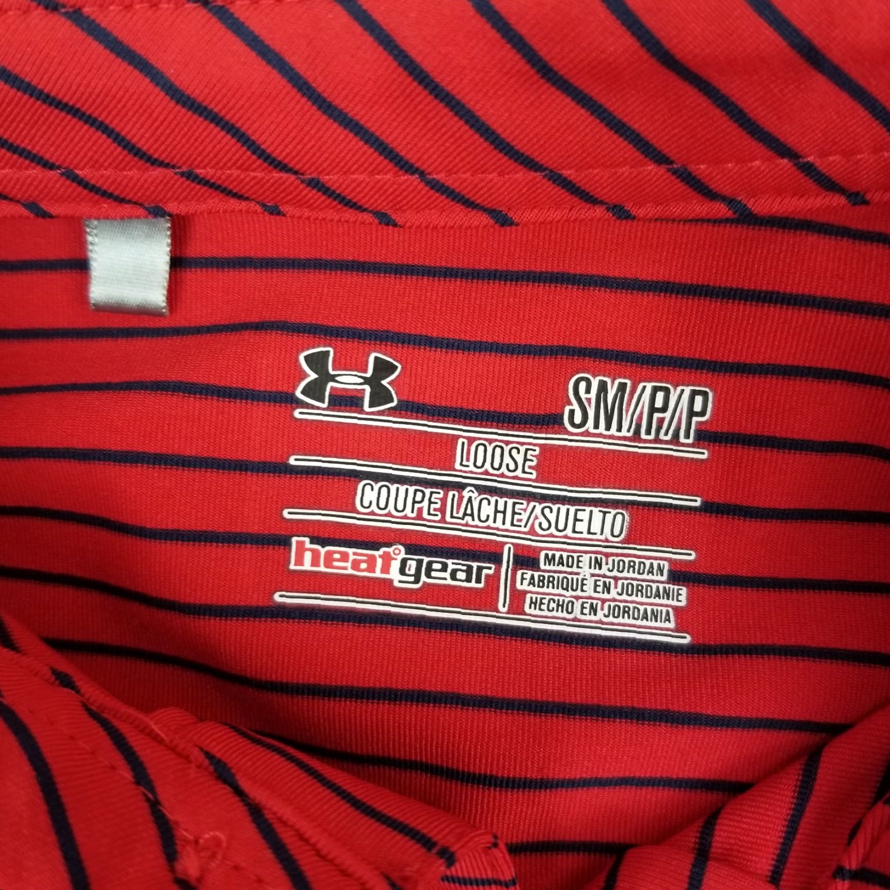 Under Armour Under Armour Heatgear Polo Shirt Mens Small Red Striped Short Sleeve Loose Fit Size US S / EU 44-46 / 1 - 7 Thumbnail