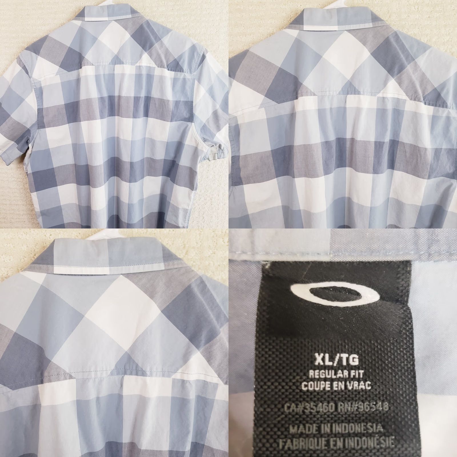 Oakley OAKLEY Gray White Blue Plaid Short Sleeve Button-Down Shirt - Mens XL Size US XL / EU 56 / 4 - 8 Thumbnail