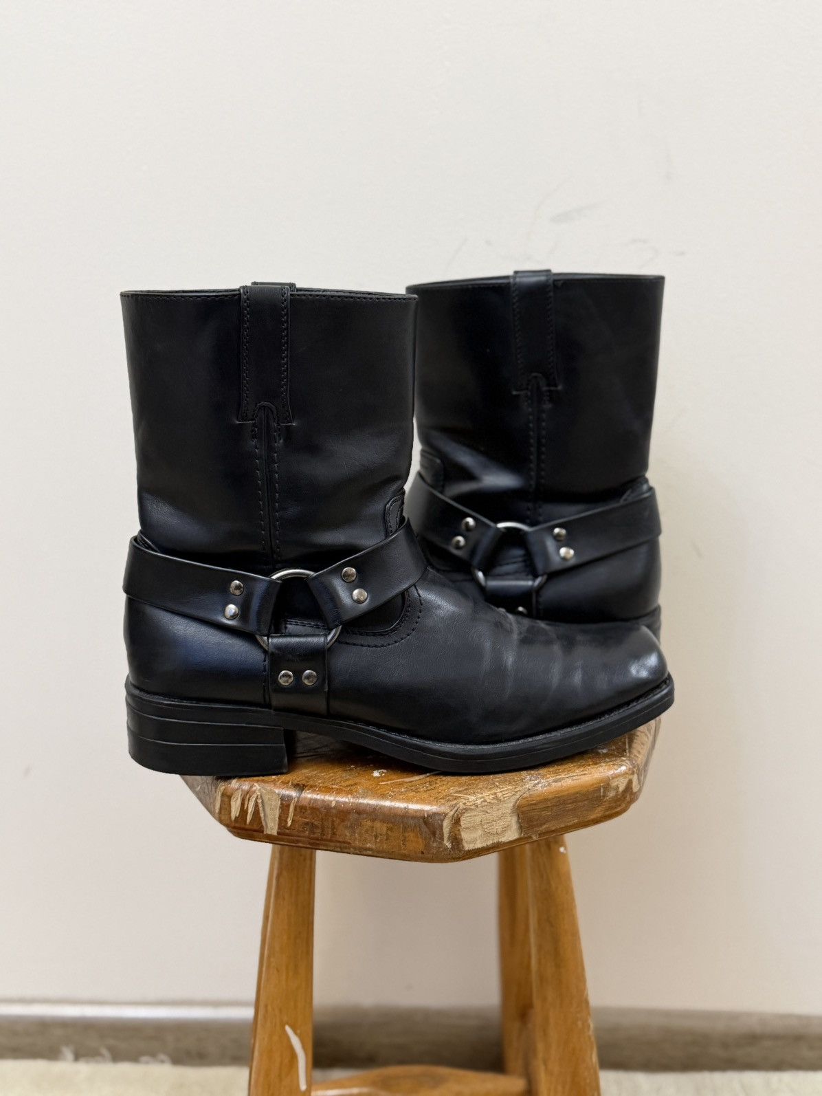 Vintage Leather Cowboy Biker Leather Guidi Vibe Boots Y2K