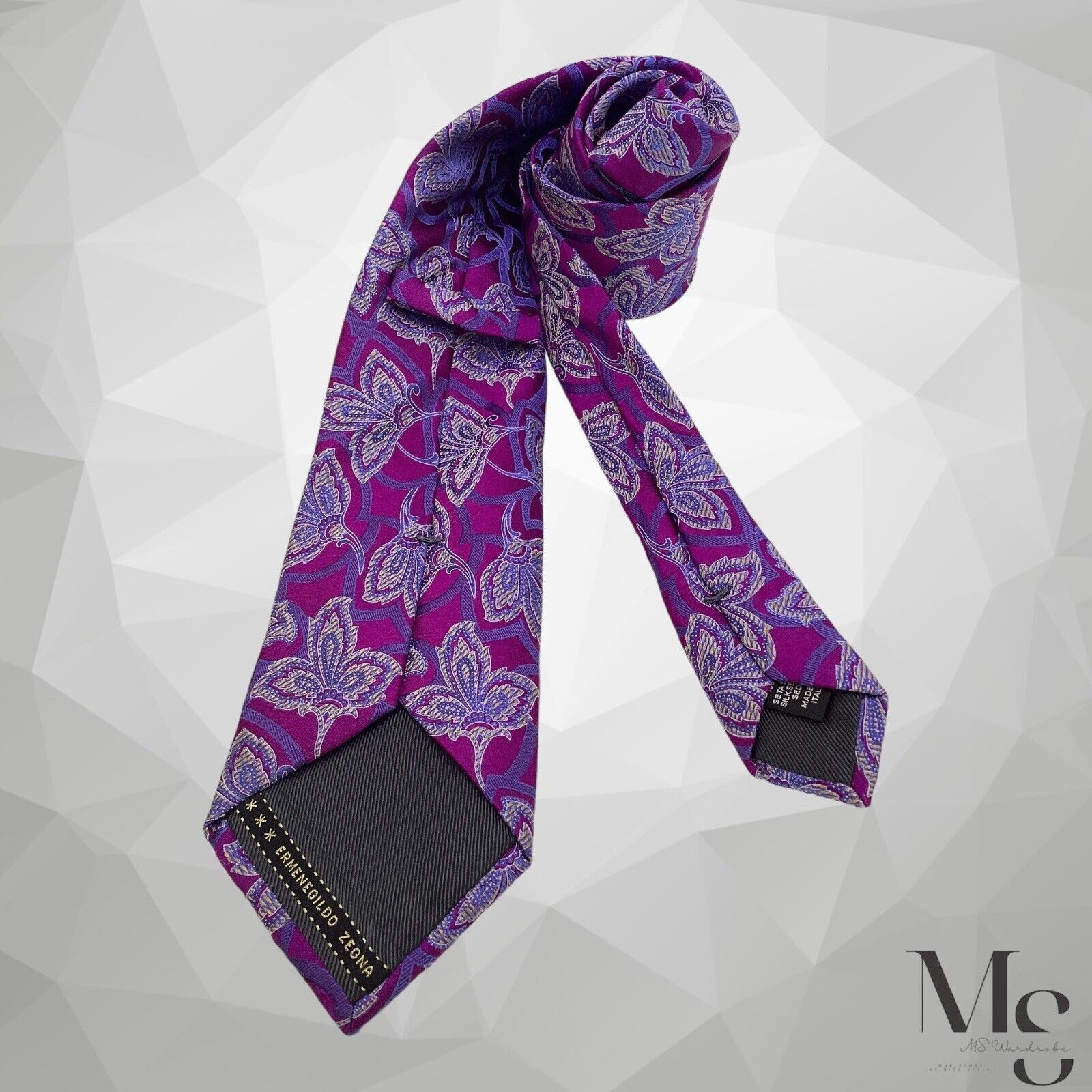 Ermenegildo Zegna ERMENEGILDO ZEGNA Purple Paisley Luxury Silk Tie In Made Ita Size ONE SIZE - 2 Thumbnail