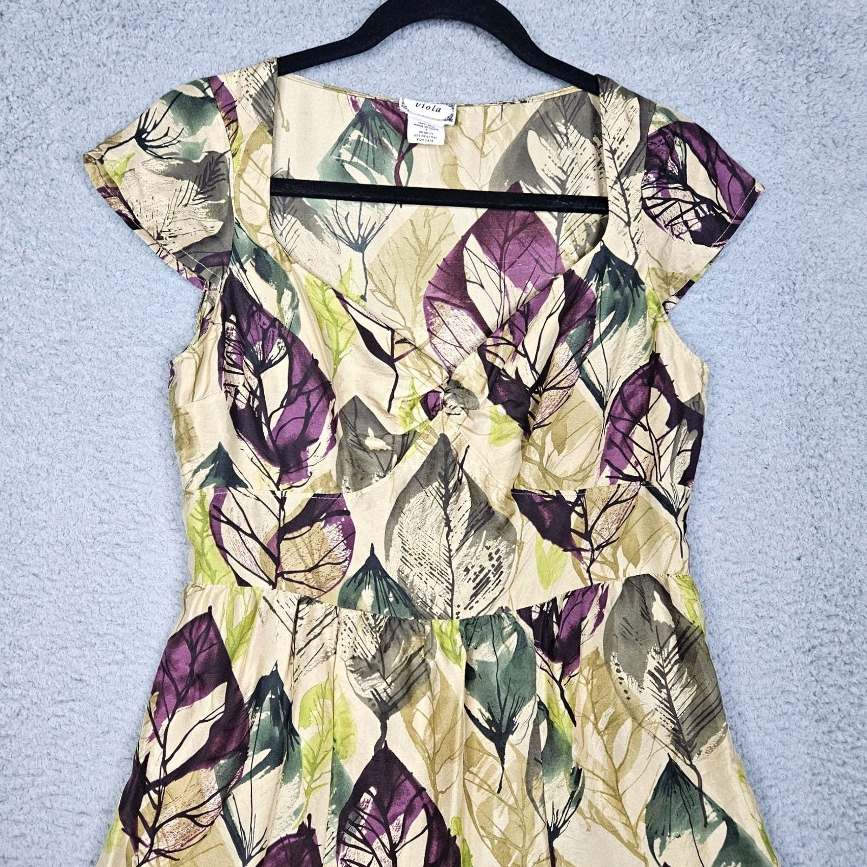 Rains VIOLA Dress Women's Silk Knee Length A-Line Floral Round Neck Short Sleeve 2 Multicolor Modern Pattern 100% Silk Size XS / US 0-2 / IT 36-38 - 2 Thumbnail