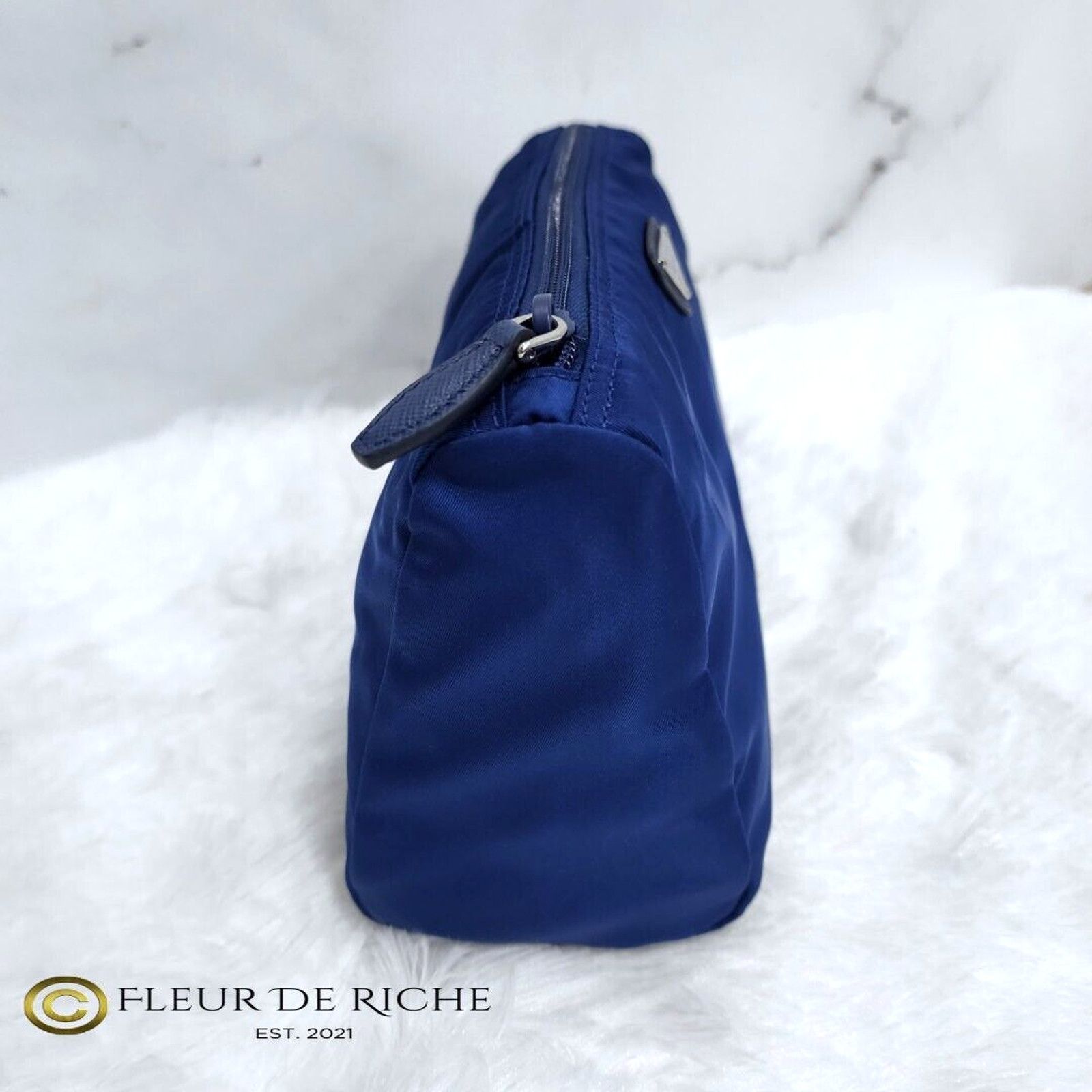 Prada Prada Necessaire Tessuto Medium Toiletry Case Blue 1NA012 Size ONE SIZE - 3 Thumbnail