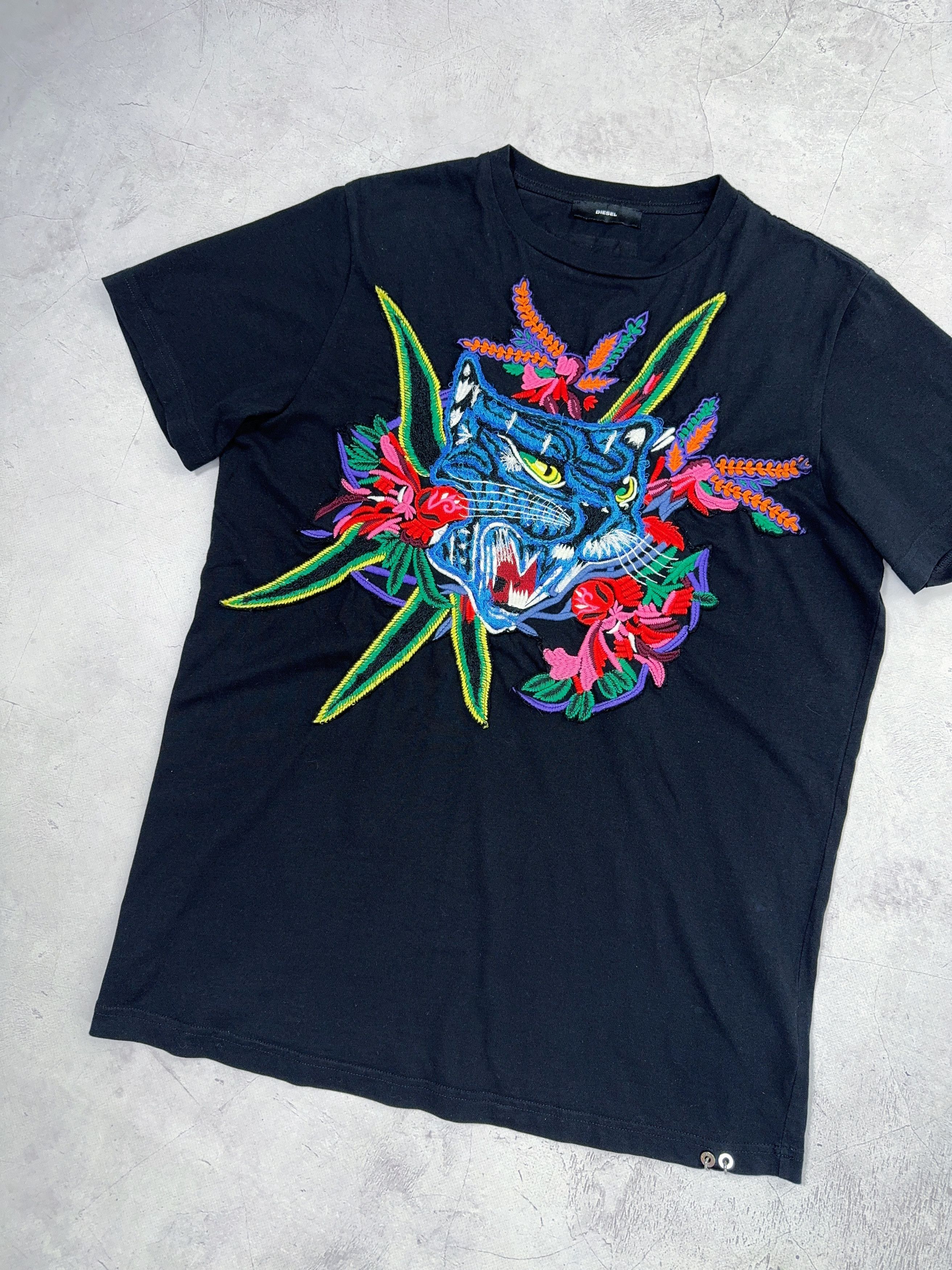 Diesel Diesel T-Shirt Braves Cat & Flowers Embroidered Size US M / EU 48-50 / 2 - 3 Thumbnail