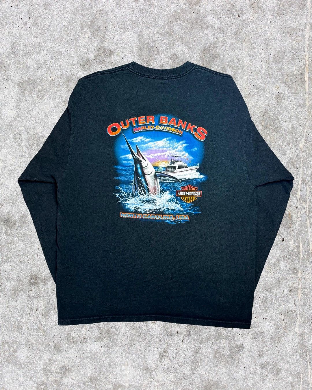 Harley Davidson Vintage Harley Davidson HD 2001 OBX Marlin Graphic Tee Size US XL / EU 56 / 4 - 2 Thumbnail