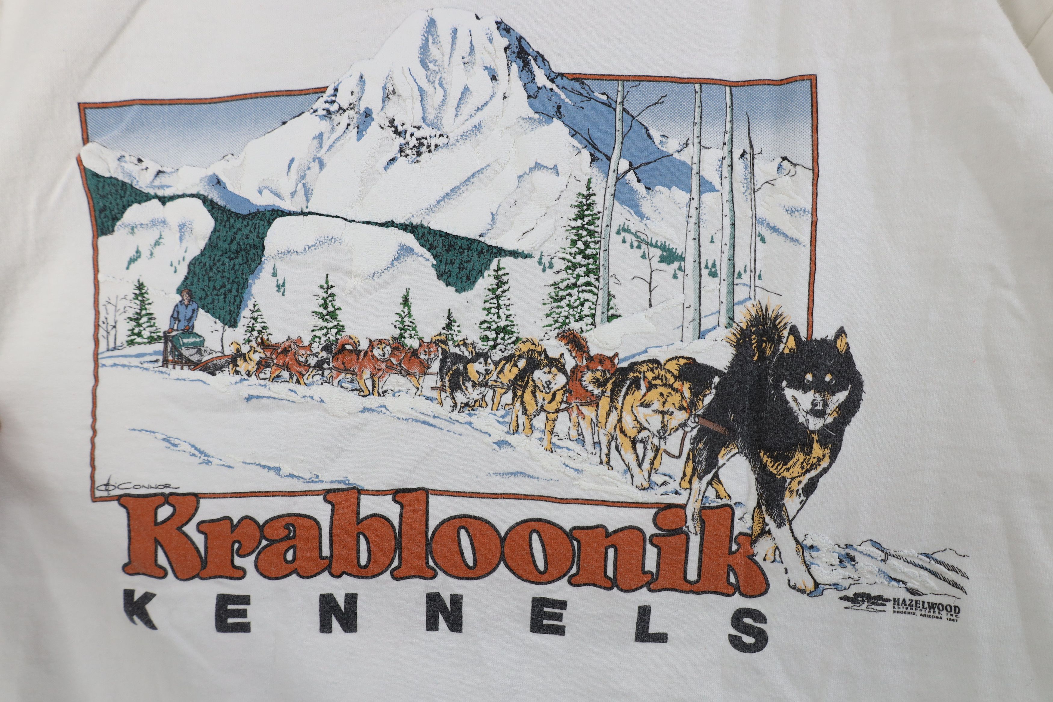 Vintage Vintage 90s Kennels Dog Sledding Race T-Shirt White USA Size US L / EU 52-54 / 3 - 9 Thumbnail