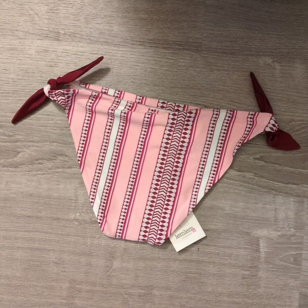 lemlem Lemlem Neela Side Tie Pink & Burgundy Bikini Bottom Size LG Size ONE SIZE - 5 Thumbnail