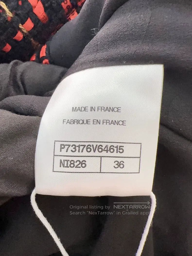 Chanel 22K red and black plaid tweed coat