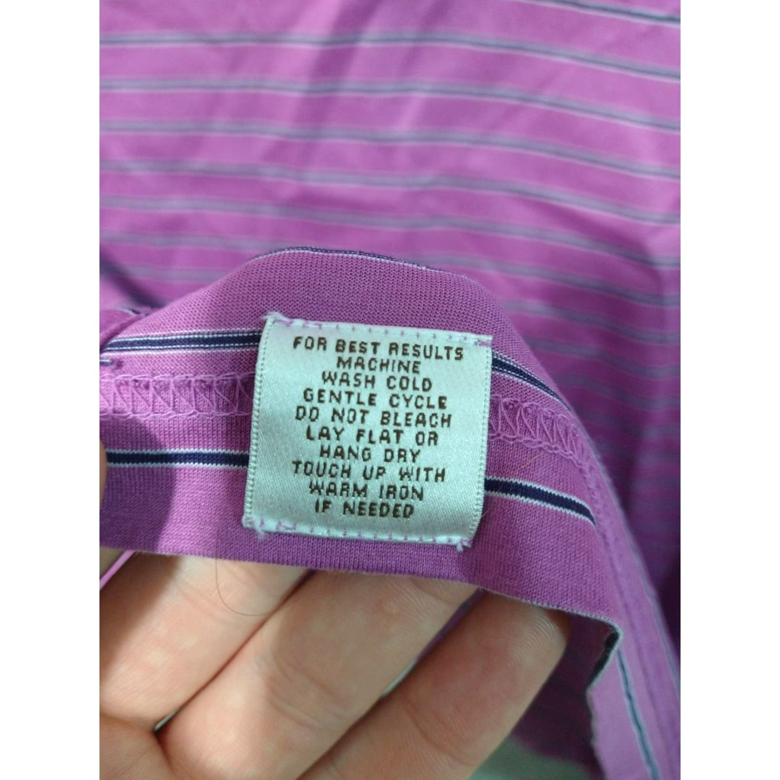 Peter Millar PETER MILLAR Polo Shirt Mens Large Purple Striped Short Sleeve Cotton Casual Golf Size US L / EU 52-54 / 3 - 7 Thumbnail