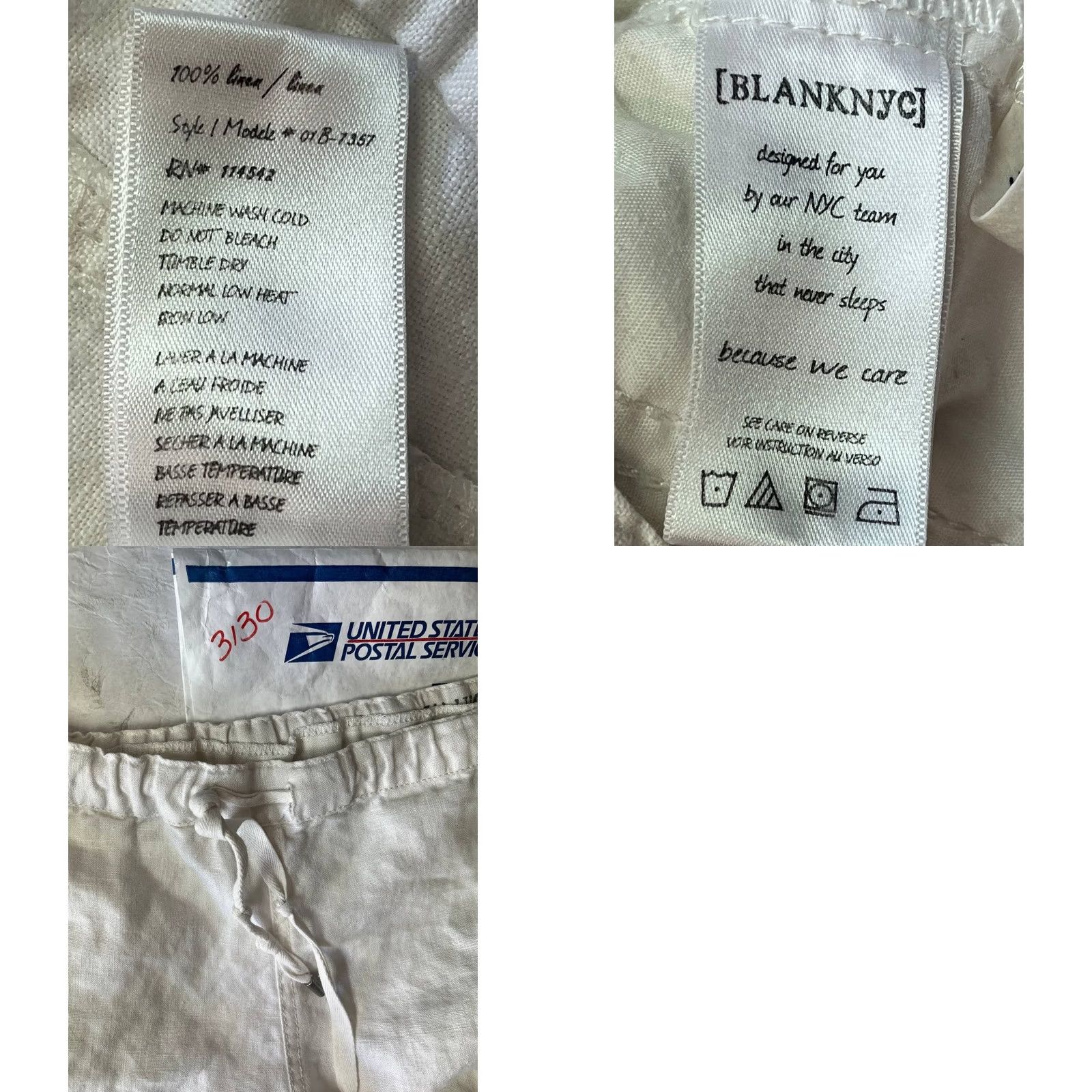 Vintage BLANKNYC White Linen Drawstring Wide Leg Pants Size 26 Women Size 26" / US 2 / IT 38 - 9 Thumbnail