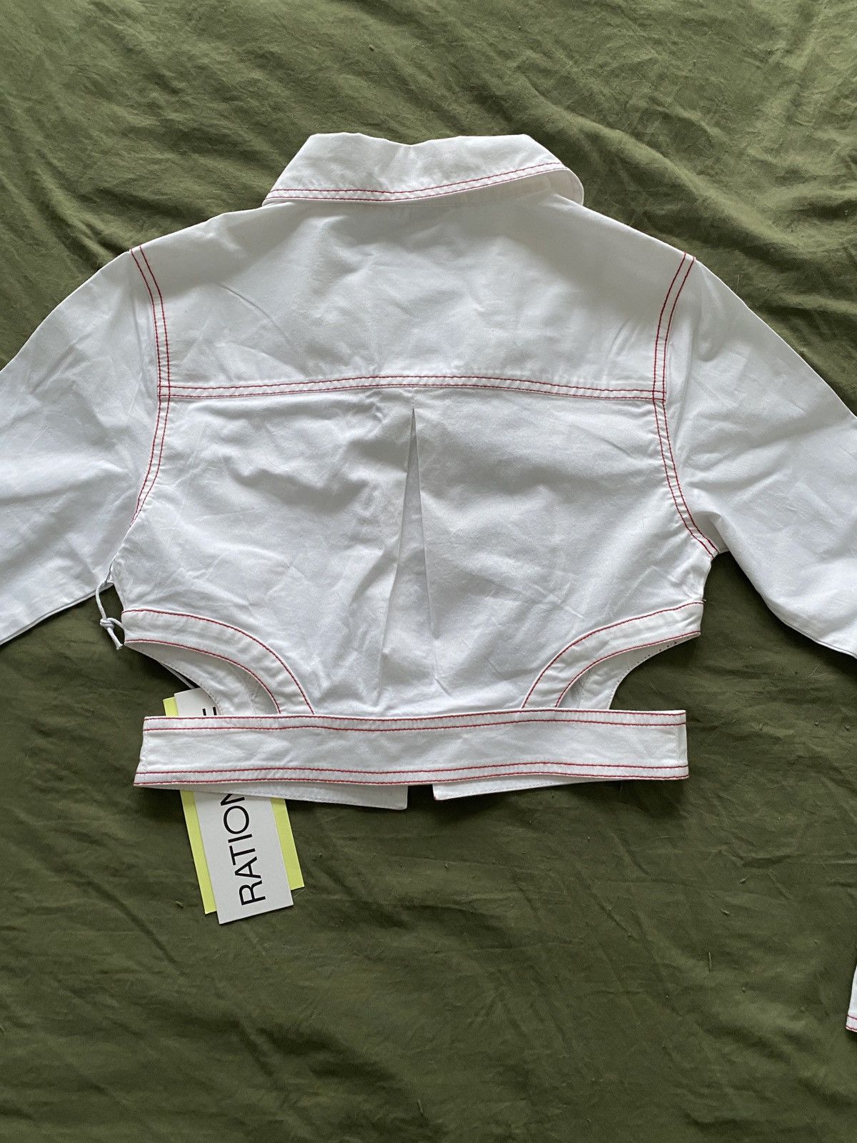 Designer × Ganni Rationale red stitching crop shirt Size XS / US 0-2 / IT 36-38 - 2 Thumbnail